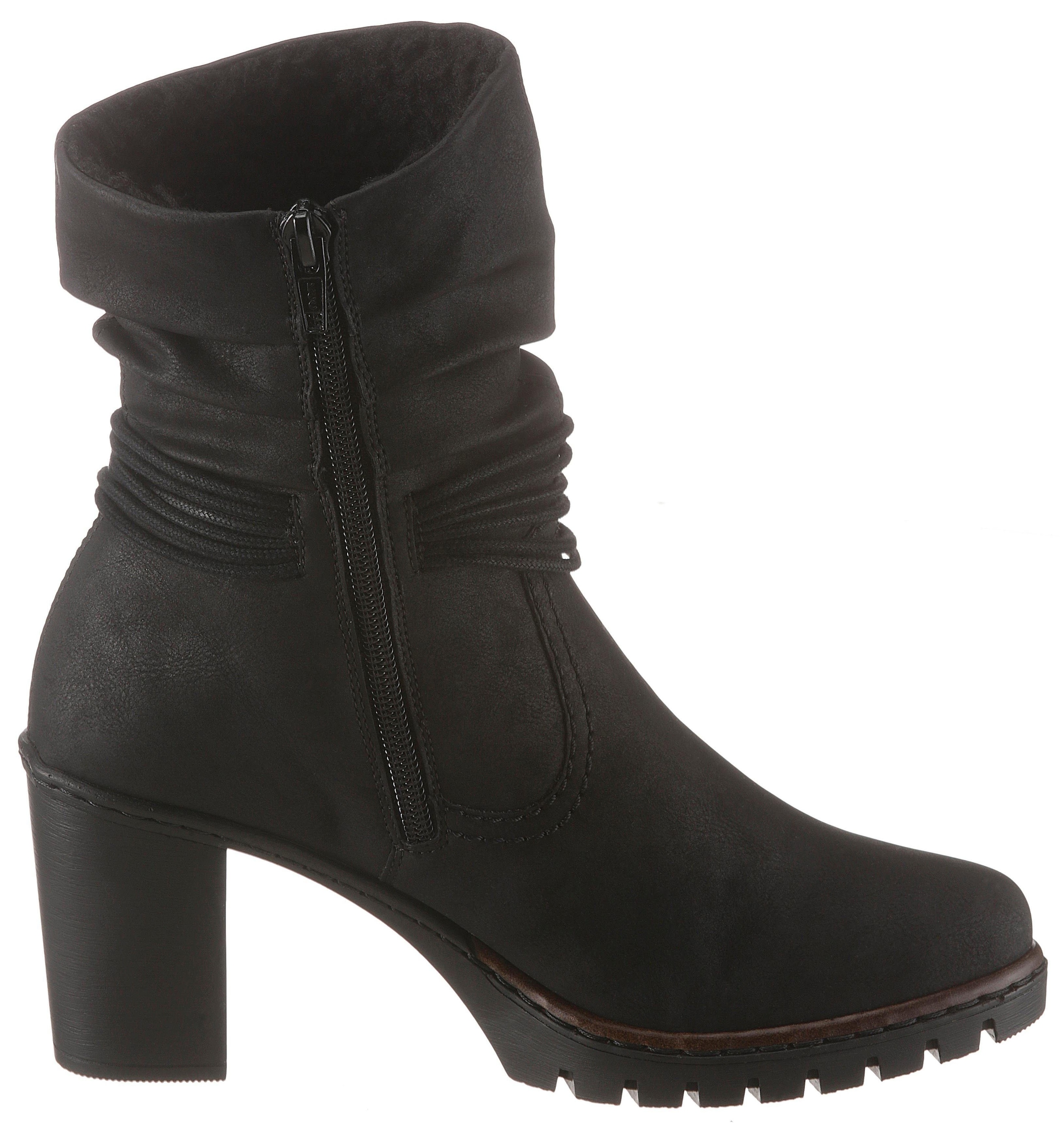 Rieker Winterstiefelette, Boots, Trichterabsatz, Warmfutter, mit gerafftem Schaft