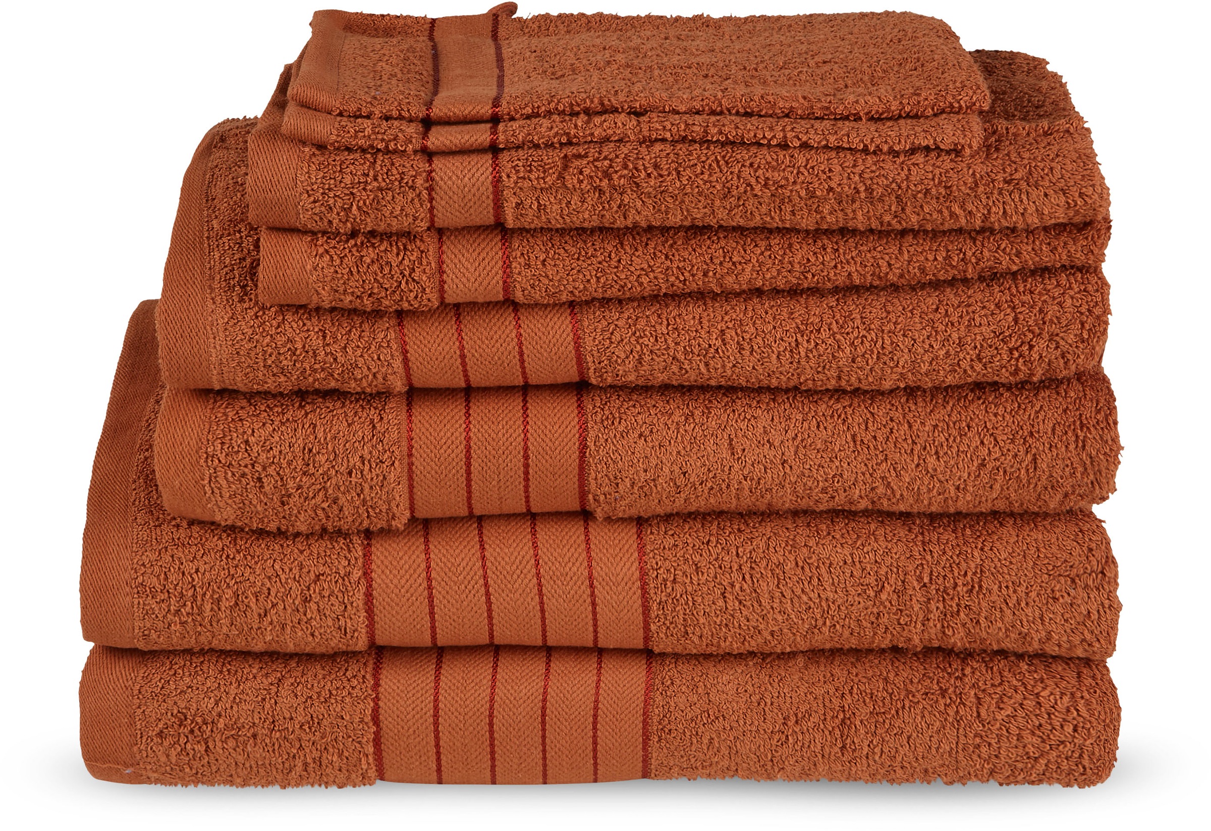 GOOD MORNING Handtuch Set »Uni« Baumwolle, Walkfrottee, Bordüre, 500 GSM, Einfarbig, ohne Aufhängung terrakotta Obermaterial: 100% Baumwolle