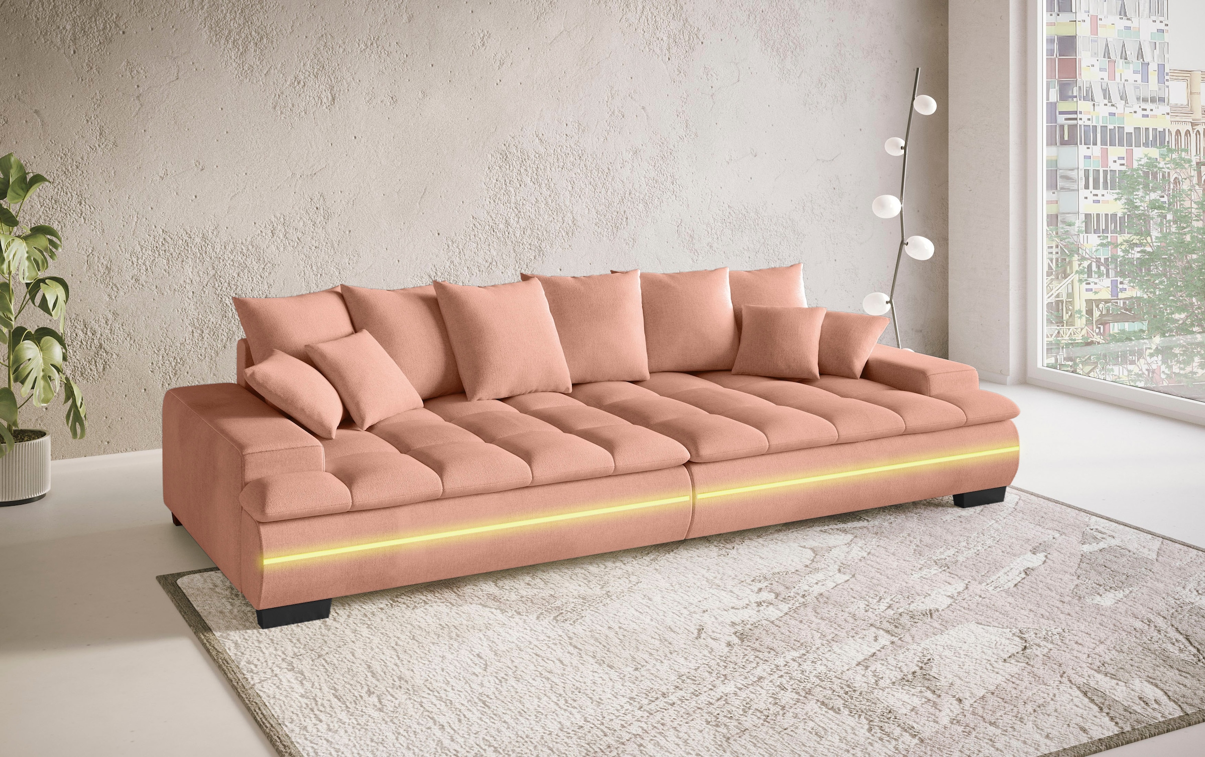 Mr. Couch Big-Sofa »Haiti II RGB-LED«, RGB-LED Beleuchtung, mit Handwerklich gearbeiteter Komfort-Steppung