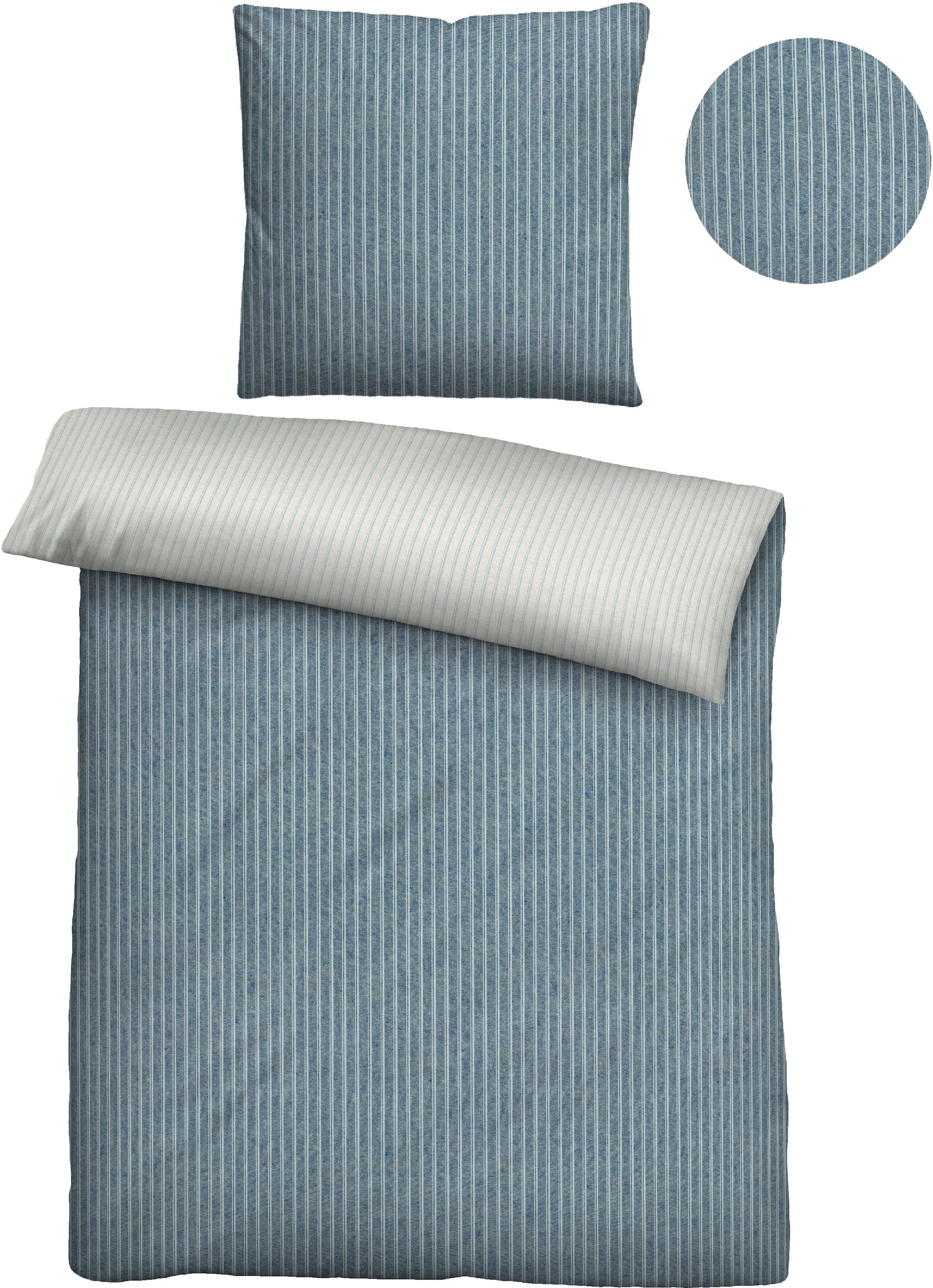 Biberna Wendebettwäsche »Tillmann« 2 Stk. tlg. kuschelig warm im Winter, gestreifte Bettwäsche mit Wendeoptik