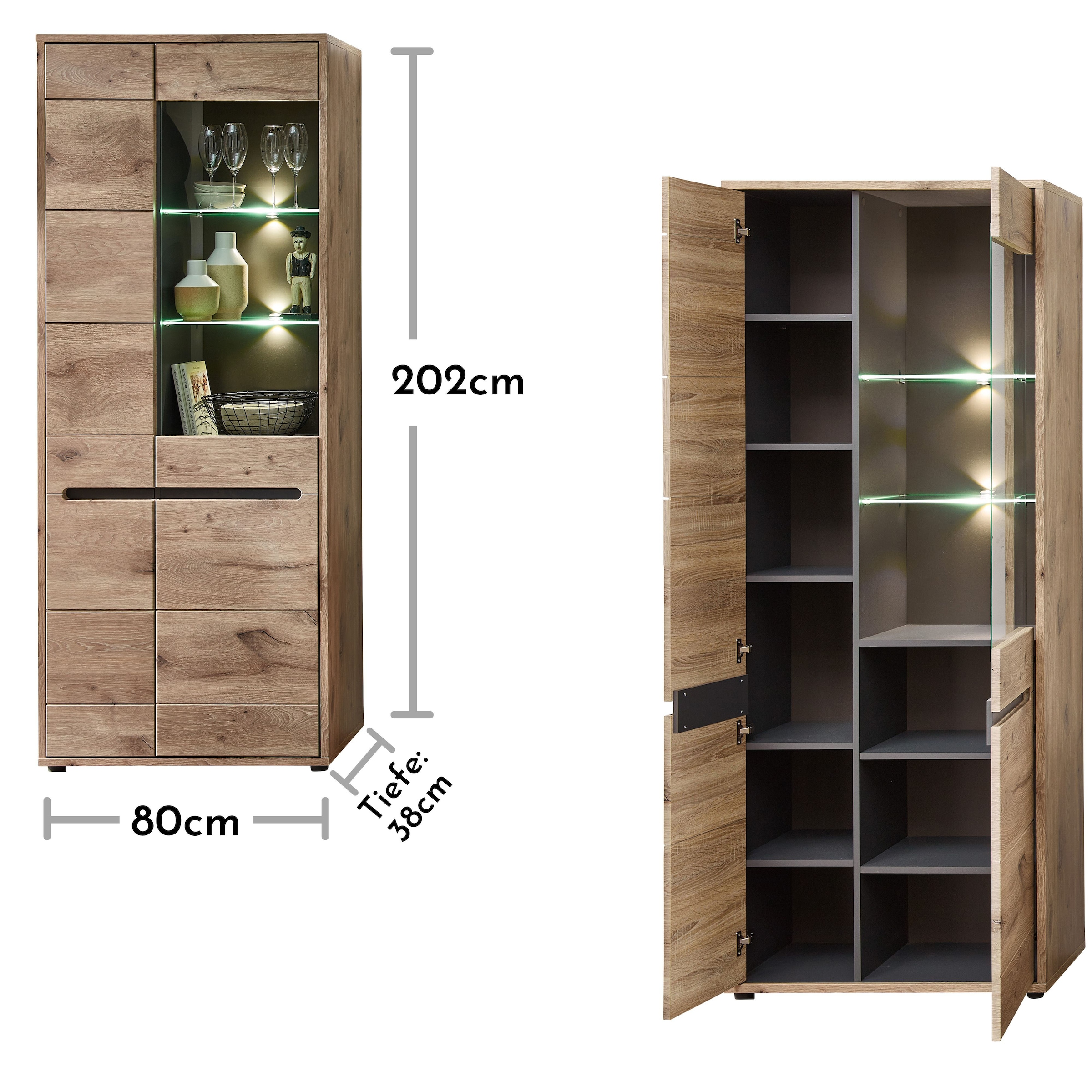 Innostyle Vitrine »BELLANO«, Viking Oak Nature