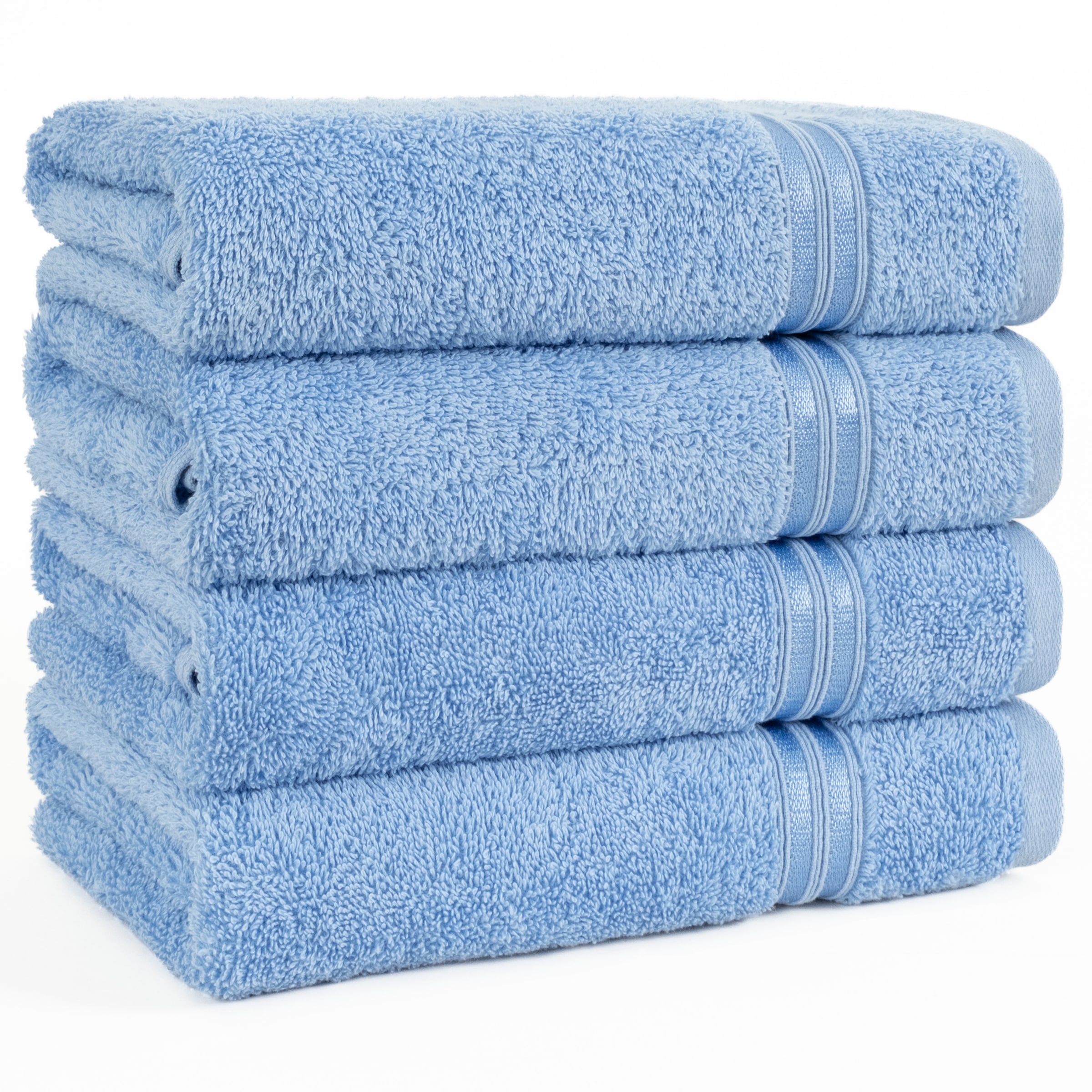 HAMMETEX Handtuch Set »4er Set Handtücher 50x100 cm, 100% Baumwolle, Weich & Saugstark« mit Bordüre, einfarbig, weich blau Frottier, Baumwolle B/L: 