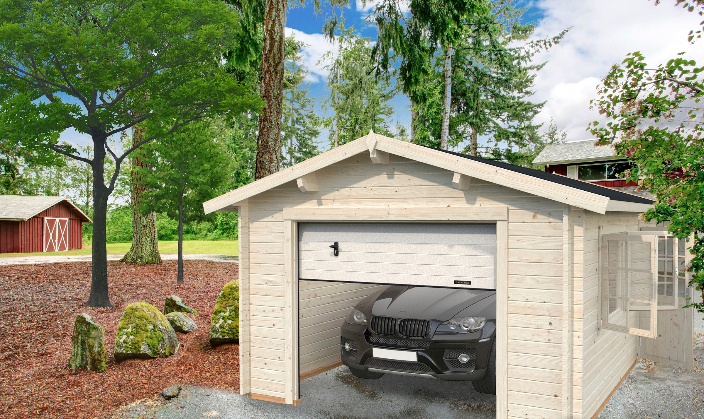 Palmako Garage »Roger«, BxTxH: 426x598x276 cm, mit Sektionaltor, transparent