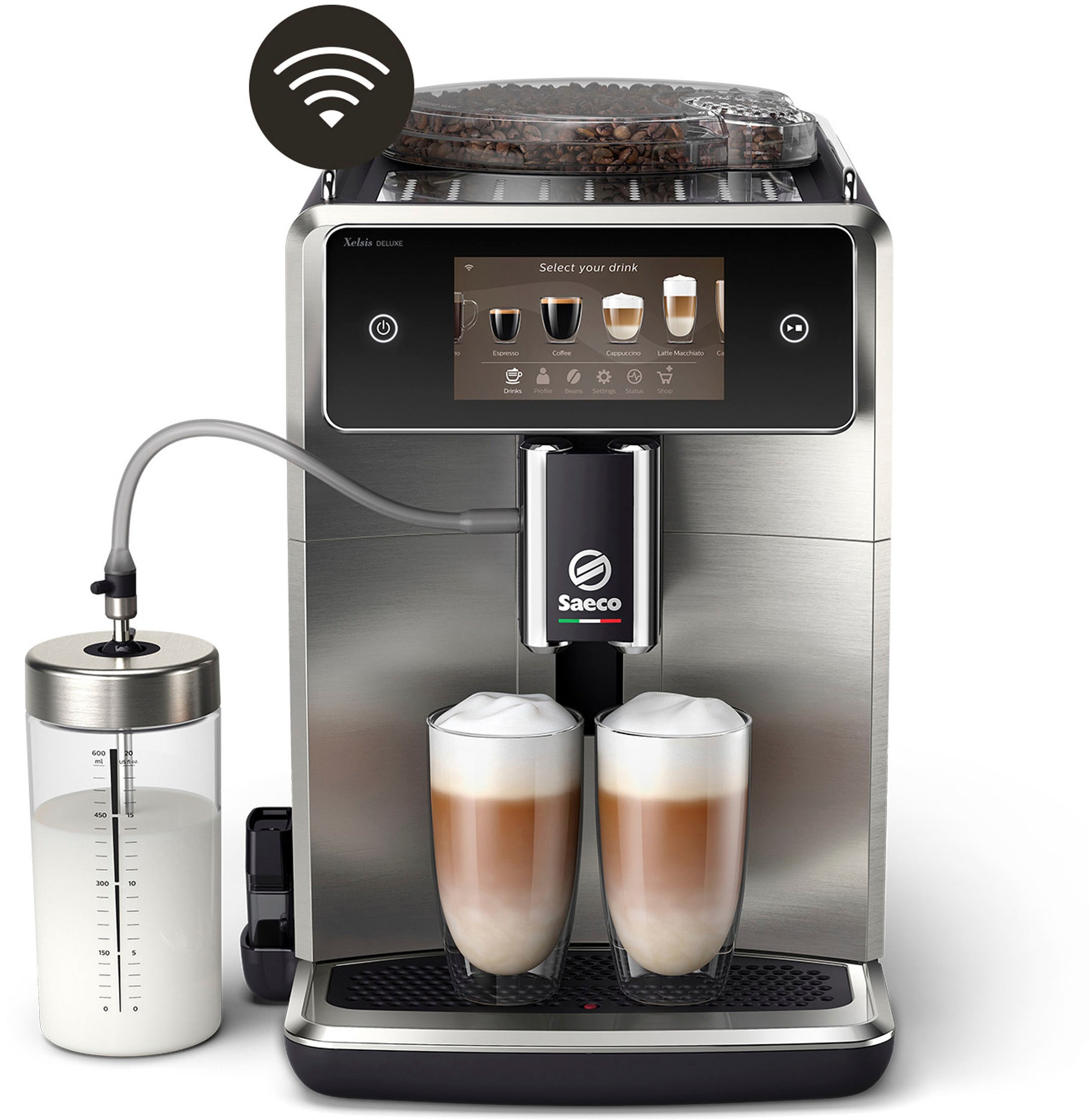 Saeco Kaffeevollautomat »SM8785/00 Saeco Xelsis Deluxe, 22 Kaffeespezialitäten« 8 Benutzerprofilen und 5" Touchscreen