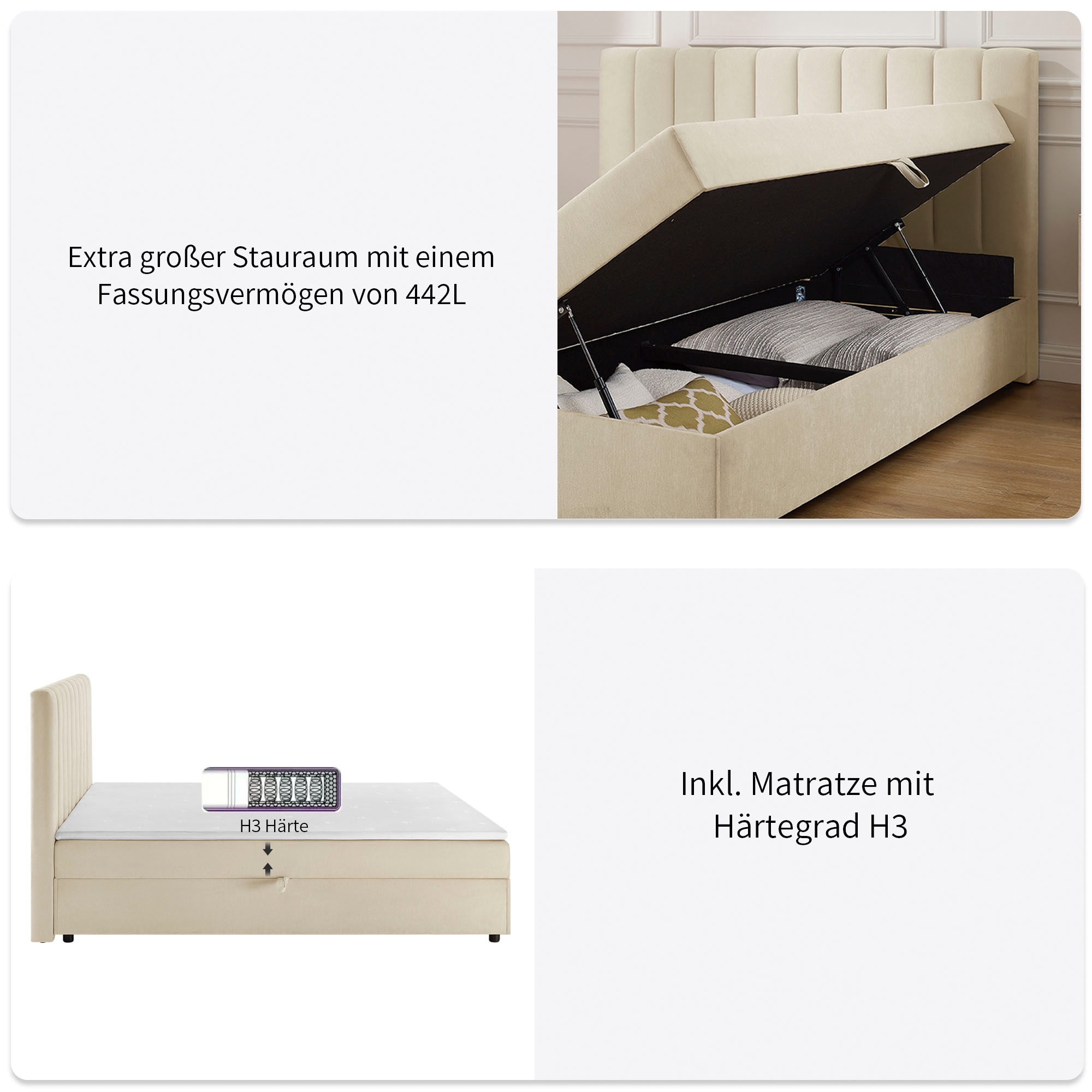 OTTO home Boxbett »Haileyy inkl. Bettkasten und Topper, Liegefläche 180x200cm« erhältlich in der Größe 180x200 cm