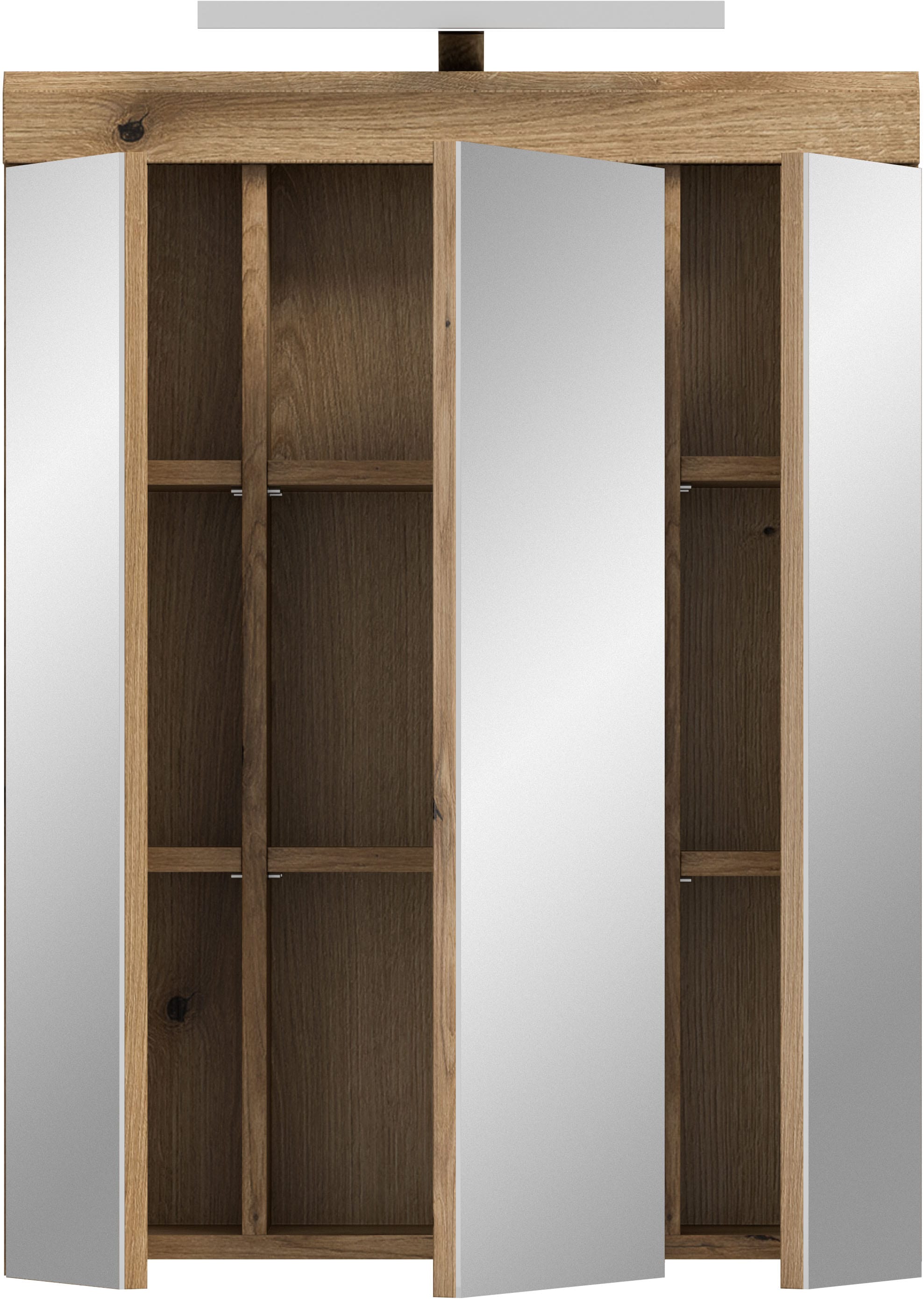 welltime Badezimmerspiegelschrank »SIENA, Breite 60cm, inkl. Beleuchtung, 3 Spiegeltüren, 9 Fächer« Set, TOPSELLER!,  in verschiedenen Farben erhältlich, Badmöbel, Badschrank, Schrank, Bad