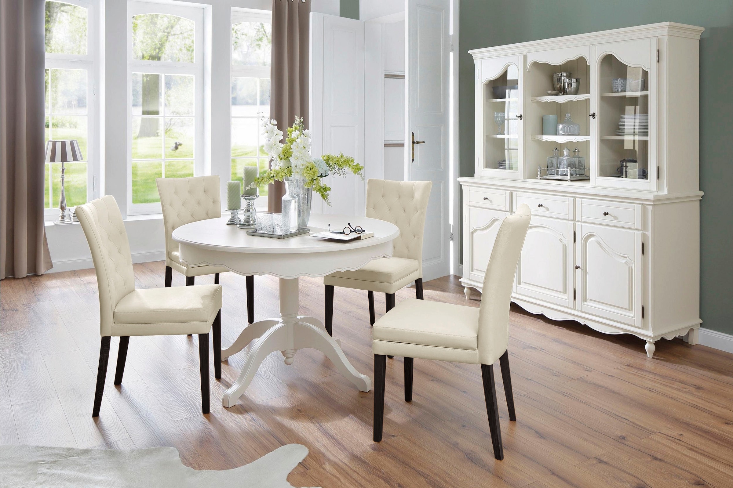 Home affaire 4-Fußstuhl »Colorado«, (Set), 4 St., Kunstleder, Beine aus Buche, wengefarben lackiert, Im 2er, 4er oder 6er-Set