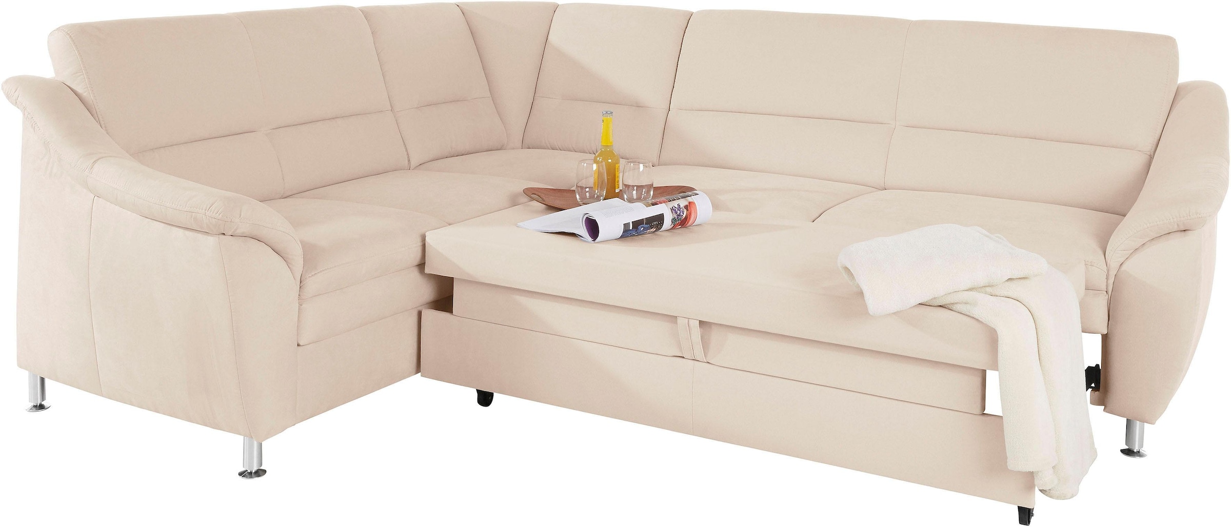 Places of Style Ecksofa »Cardoso L-Form«, Federkern, wahlweise mit Bett, Schubkasten, teilweise Relaxfunktion