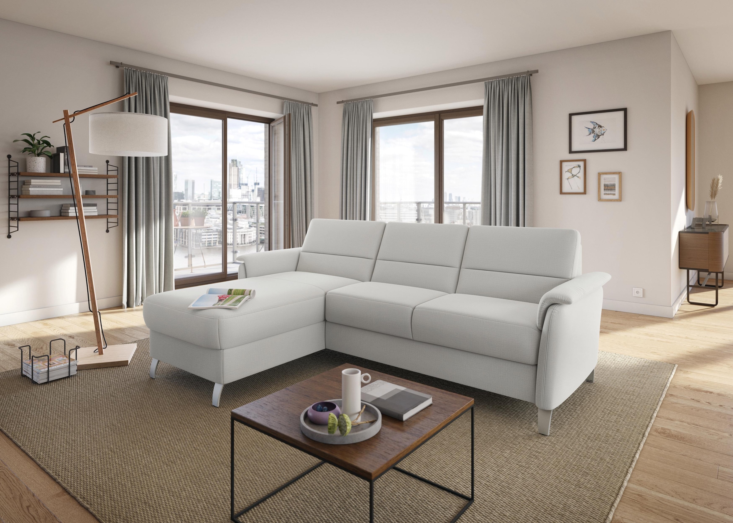 sit&more Ecksofa »Palmera L-Form, B: 244 cm«, optional Bettfunktion & Bettkasten, Federkern