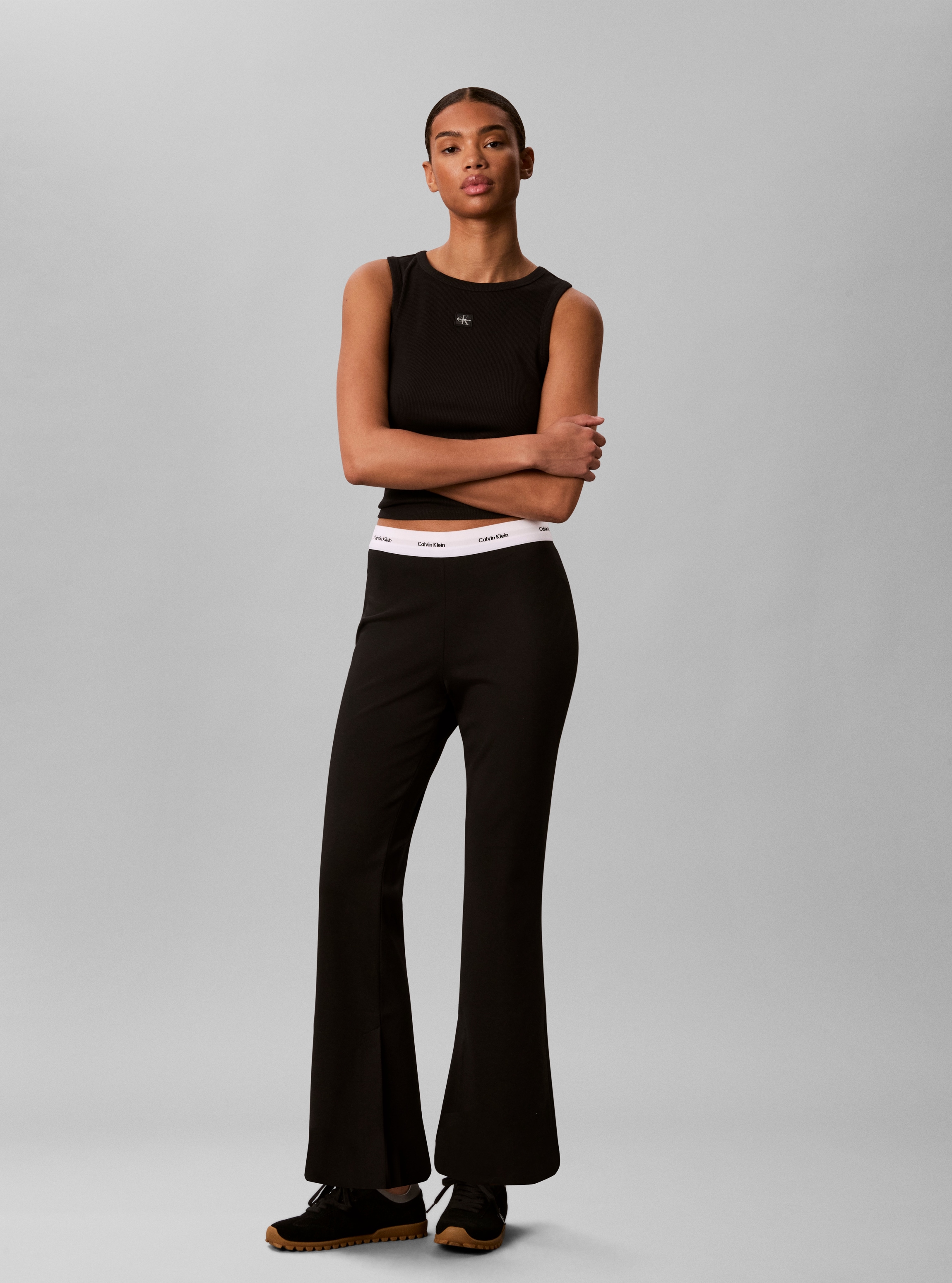 Calvin Klein Jeans Bootcuthose »Ponte Logo WB Tailored Flare«  Regular fit, Logoschriftzug