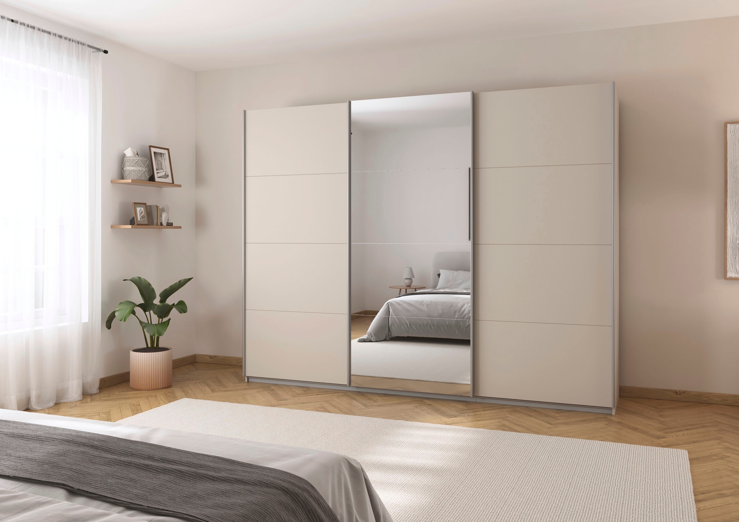 rauch Schwebetürenschrank »Kleiderschrank Schrank Garderobe AGORDO«, (in zwei Griff-Farben), Top Innenausstattung, in 4 Breiten und 2 Höhen MADE IN GERMANY