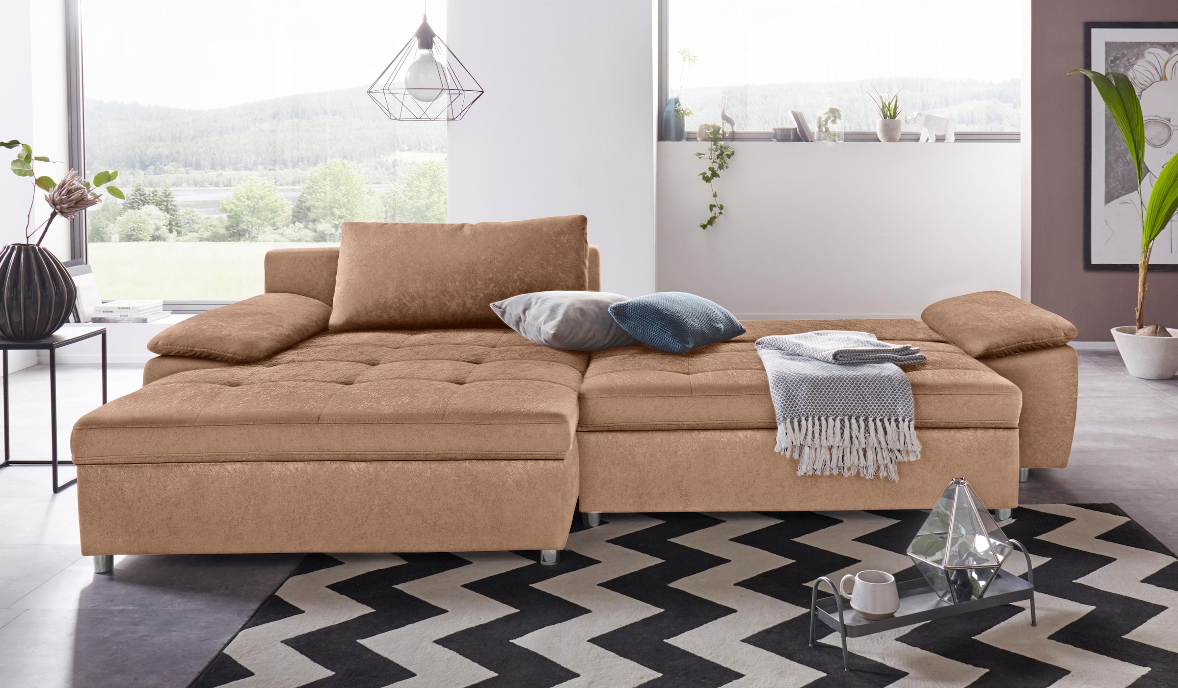 sit&more Ecksofa »Labene L-Form«, wahlweise mit Bettfunktion und Bettkasten, auch als XXL-Variante