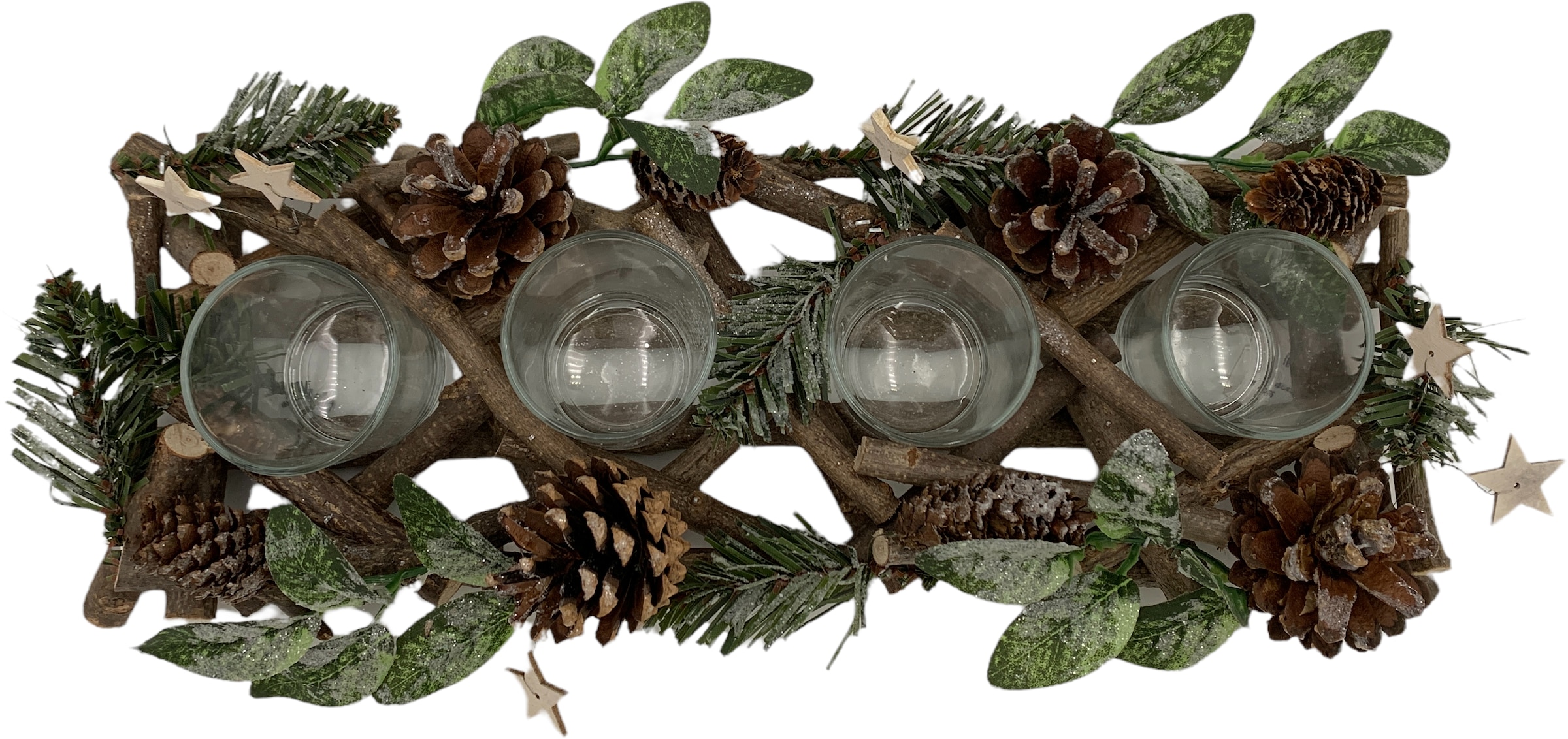 Home affaire Adventsleuchter »Weihnachtsdeko«, (1 kaufen Blättern, L. 40cm ca. St.), Zapfen Sternen Tannenzweigen, geschmückt, mit 