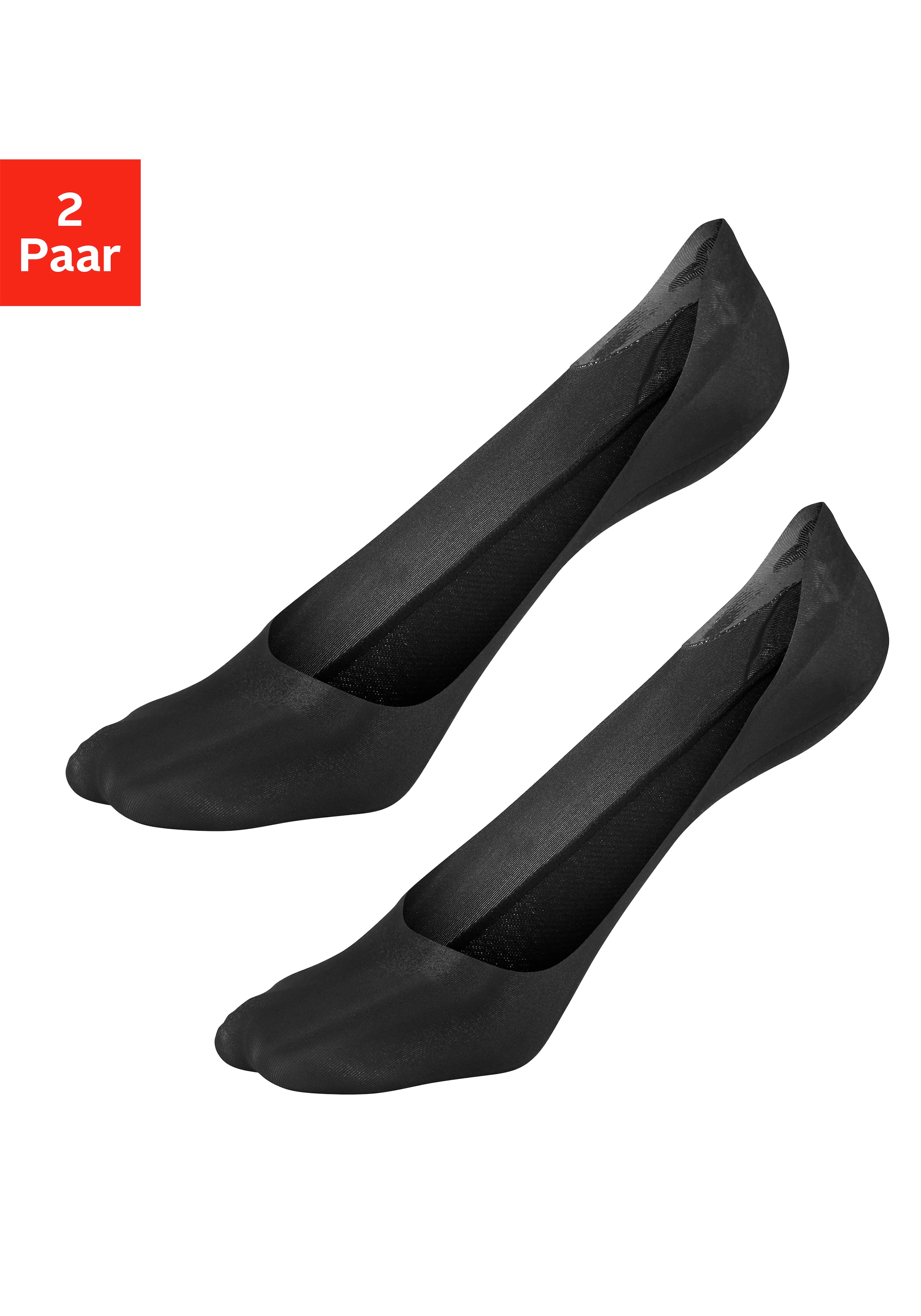 Vivance Feinfüßlinge »unsichtbare Ballerina Füßlinge, Damen invisible Socks,« Packung, 2 Paar tlg. mit Silikonpad für Summer Loafer, Ballerinas