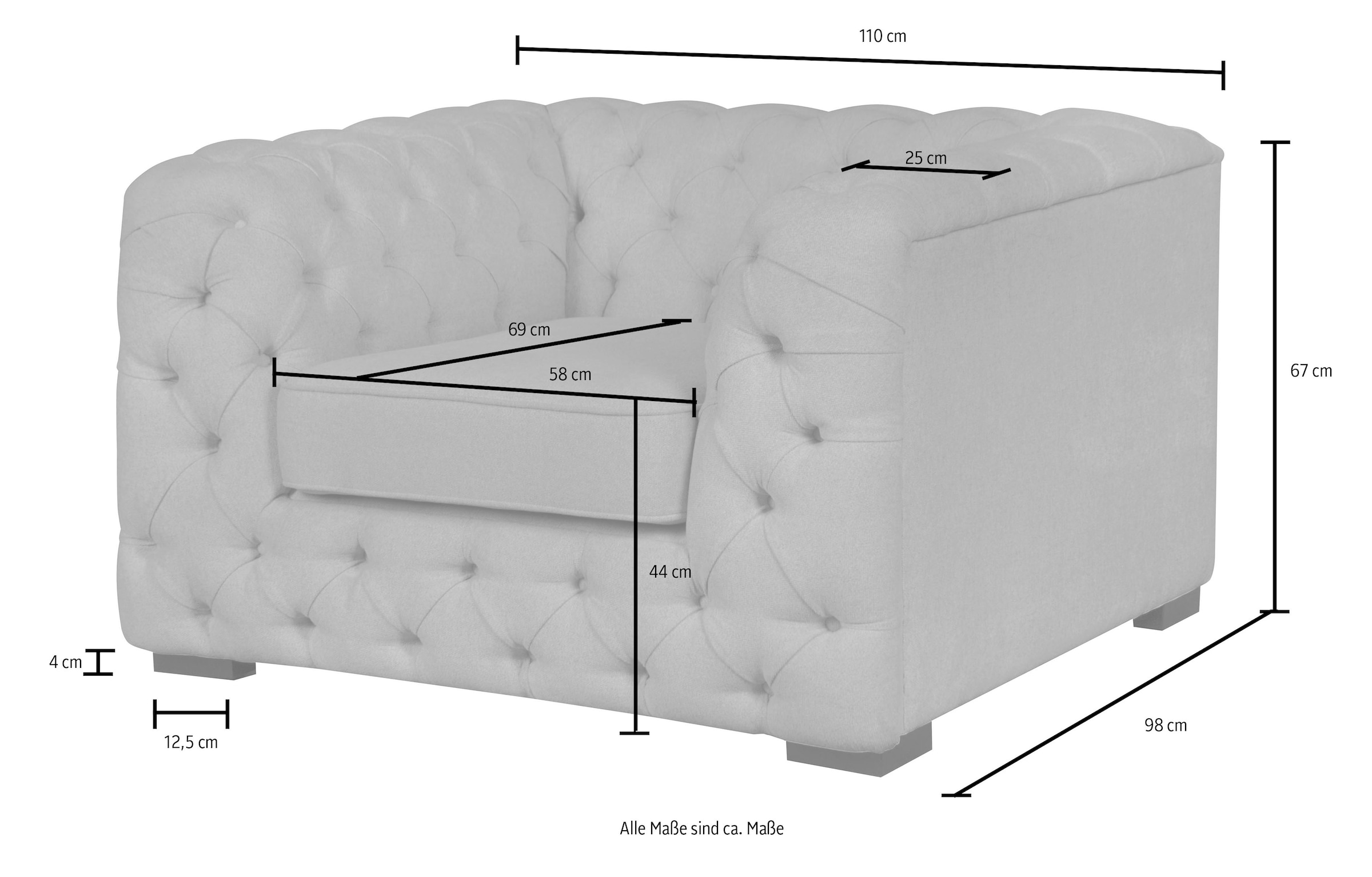 Guido Maria Kretschmer Home&Living Chesterfield-Sessel »Kalina Sessel«, mit klassischer Chesterfield-Knopfheftung, sehr hochwertige Qualität