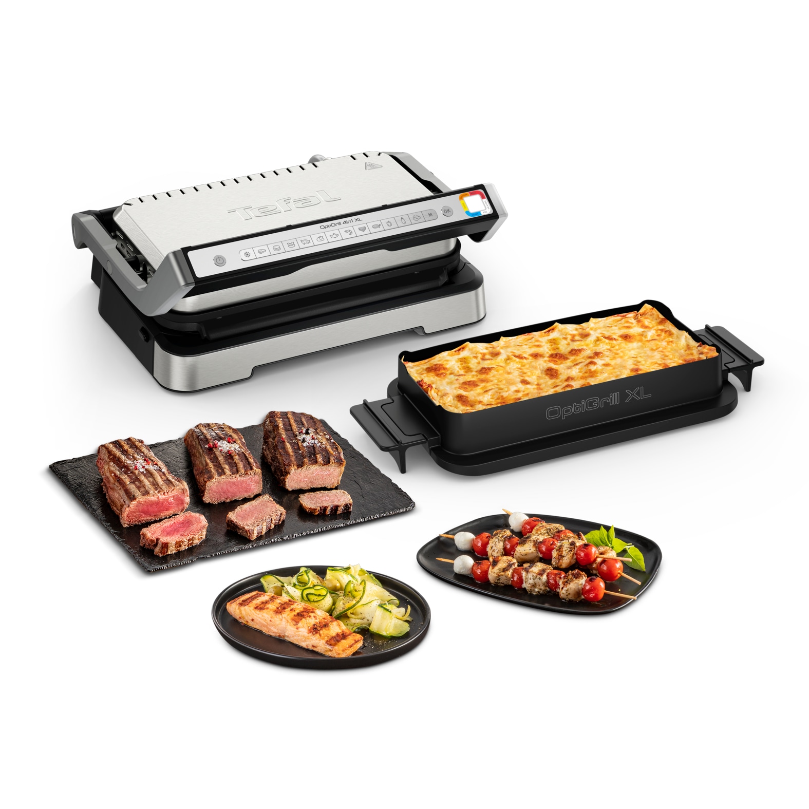 Tefal Kontaktgrill »OptiGrill 4in1 XL, Grill/Barbeque/Backofen/komplette Mahlzeit«, 2200 W, für bis zu 8 Personen, spülmaschinenfeste Platten und Schalen, GC784D