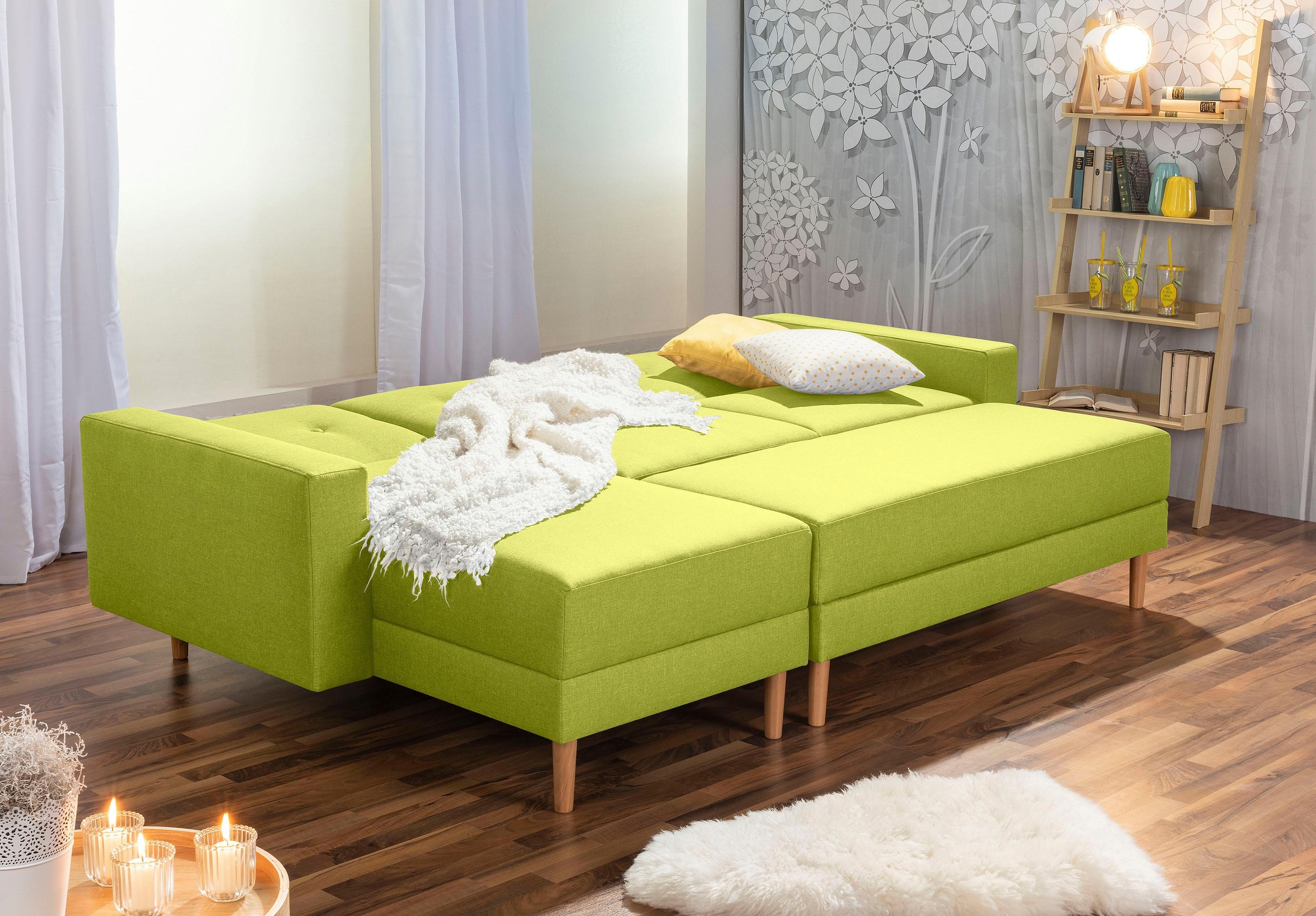 Max Winzer® Ecksofa »Just Chill«, Schlafsofa mit Recamiere, Rückenverstellung, inklusive Stauraumhocker
