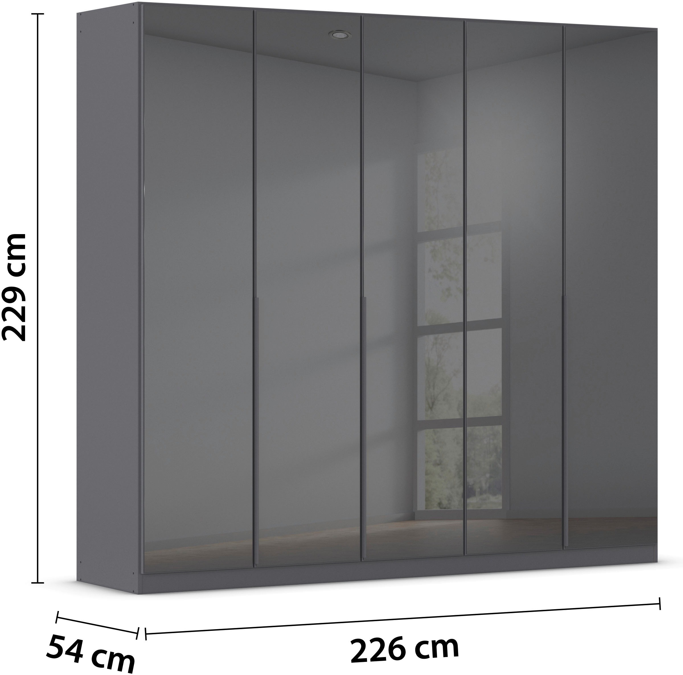 rauch Drehtürenschrank »Kleiderschrank Kleiderschränke Schrank Garderobe AGORDO mit Glasfront«, (in zwei Griff-Farben), durchdachte Innenausstattung, in 6 Breiten und 2 Höhen MADE IN GERMANY