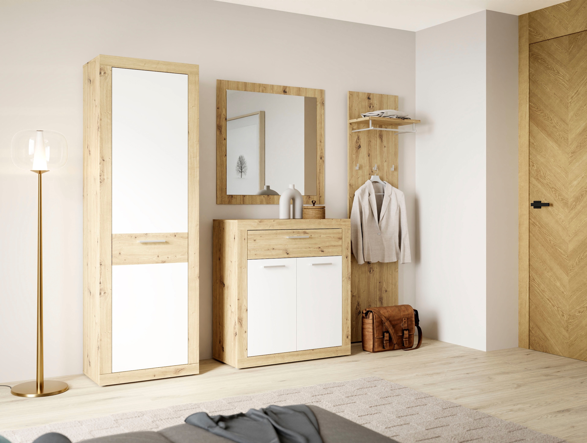 FORTE Garderobenpaneel »Baccio«, (Kombinierbar mit 14164136, 27097631, 93072840), Panell, Kleiderstange, Haken, Kleine Flure