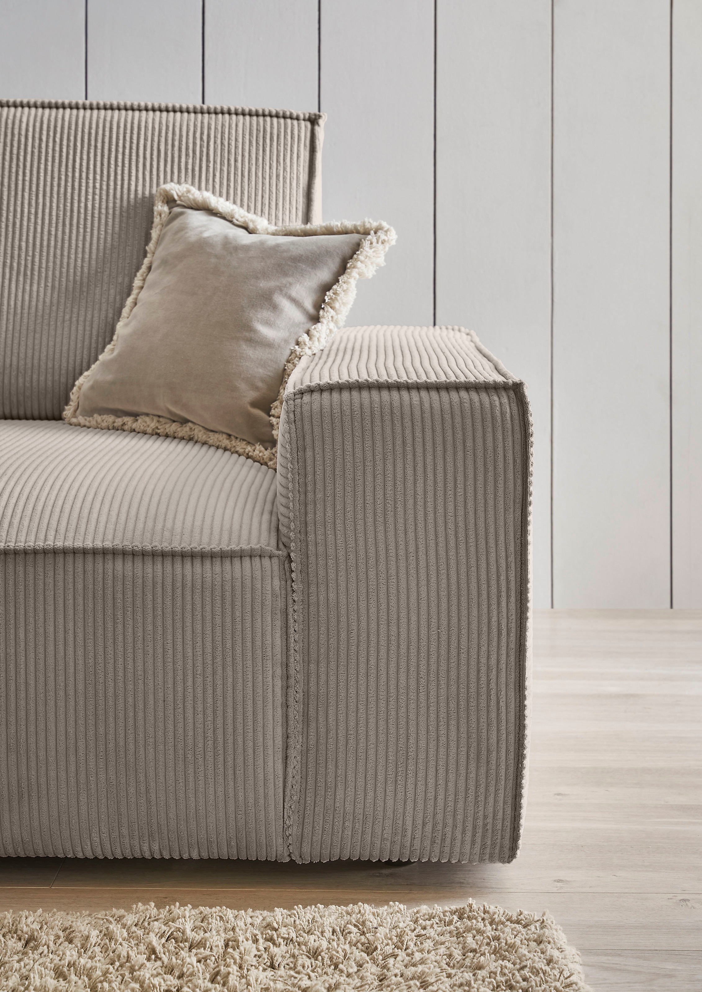 Home affaire Polsterecke »NEU: SHERWOOD XXL tief, L-Form mit Schlaffunktion, Big-Sofa mit Hocker«, (Set, 2 St.), stellbar zum Schlafsofa (Krokodilverbinder), Cord, Leinenoptik
