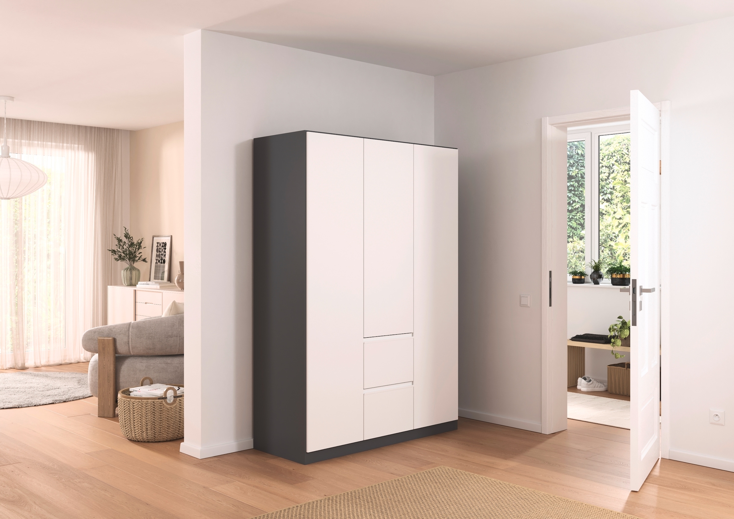 rauch Drehtürenschrank »Kleiderschrank Schrank Garderobe Wäscheschrank BRISTOL in 2 Breiten«, grifflose Front mit Push-to-Open Funktion in 2 Breiten MADE IN GERMANY