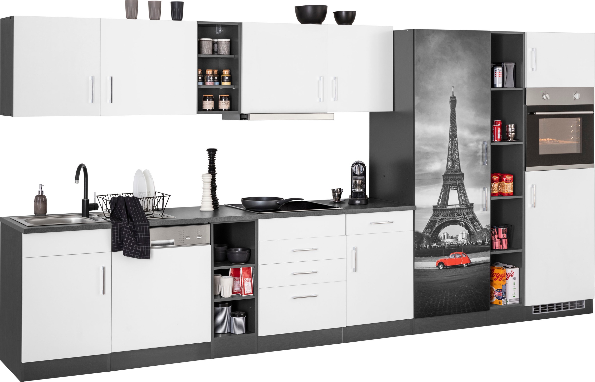 HELD MÖBEL Küchenzeile »Paris«, mit E-Geräten, Breite 400 cm