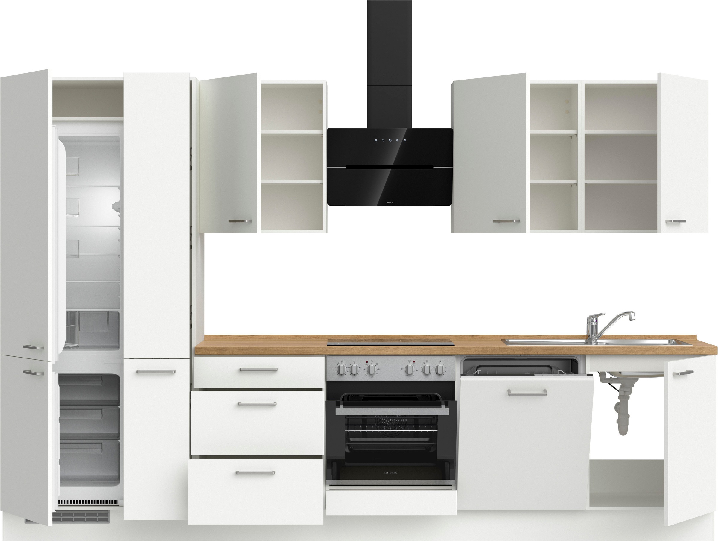 nobilia® Küchenzeile »"Touch II"«, vormontiert, Ausrichtung wählbar, Breite 330 cm, wahlw. mit E-Geräten