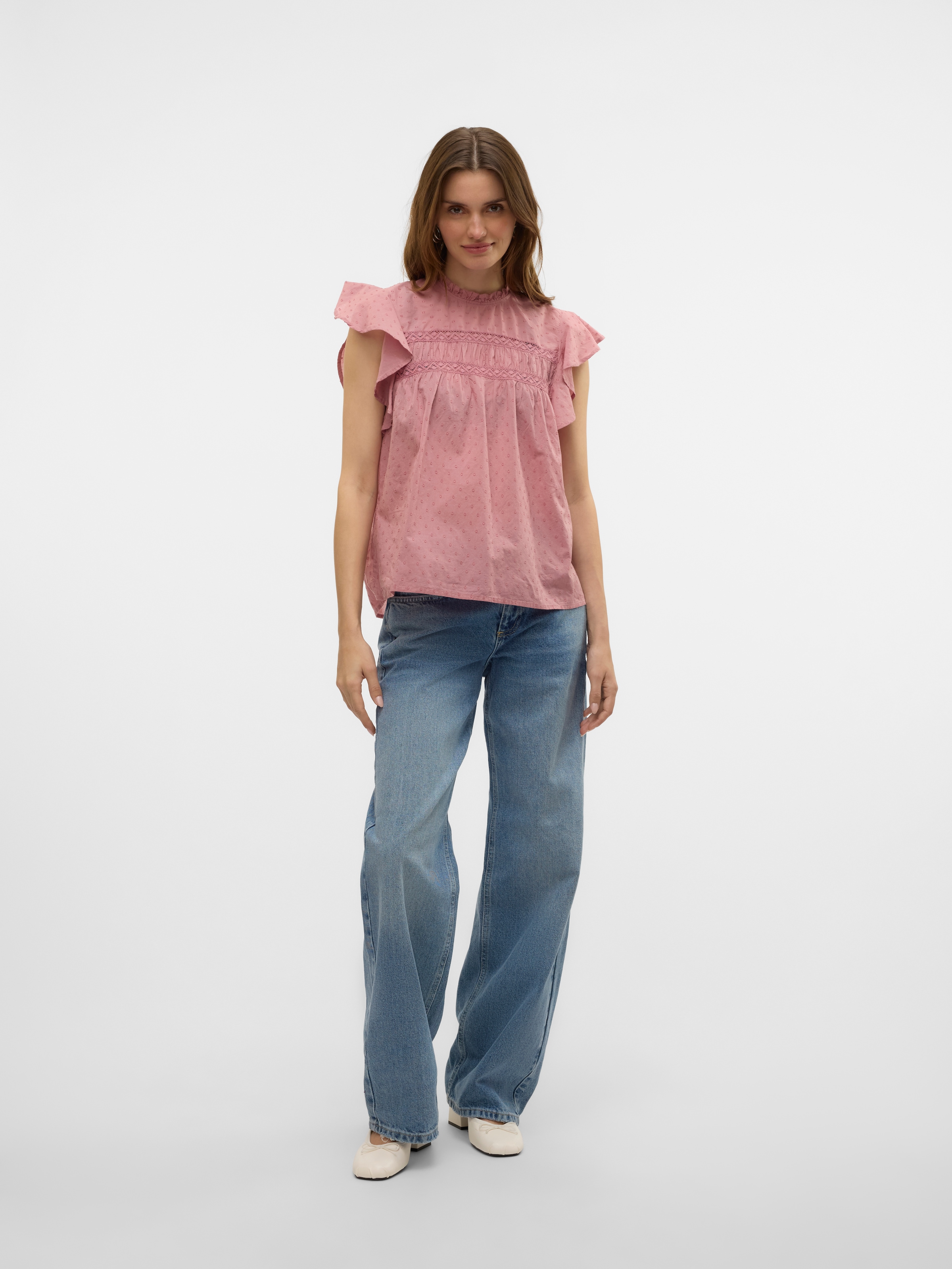 Vero Moda Blusenshirt »VMTRINE SL LACE TOP WVN NOOS«