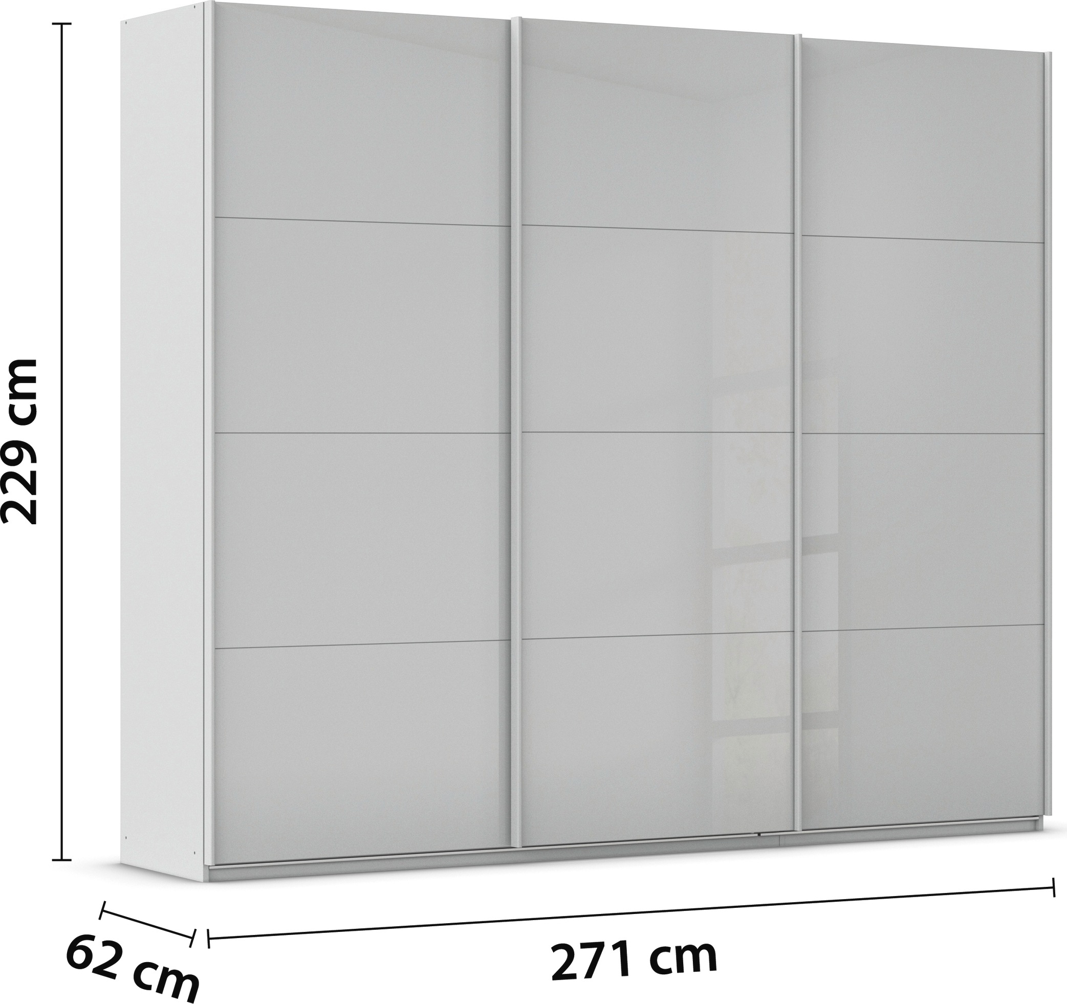 rauch Schwebetürenschrank »Kleiderschrank Schrank Garderobe AGORDO mit Glasfront«, durchdachte Innenausstattung, in 4 Breiten und 2 Höhen MADE IN GERMANY
