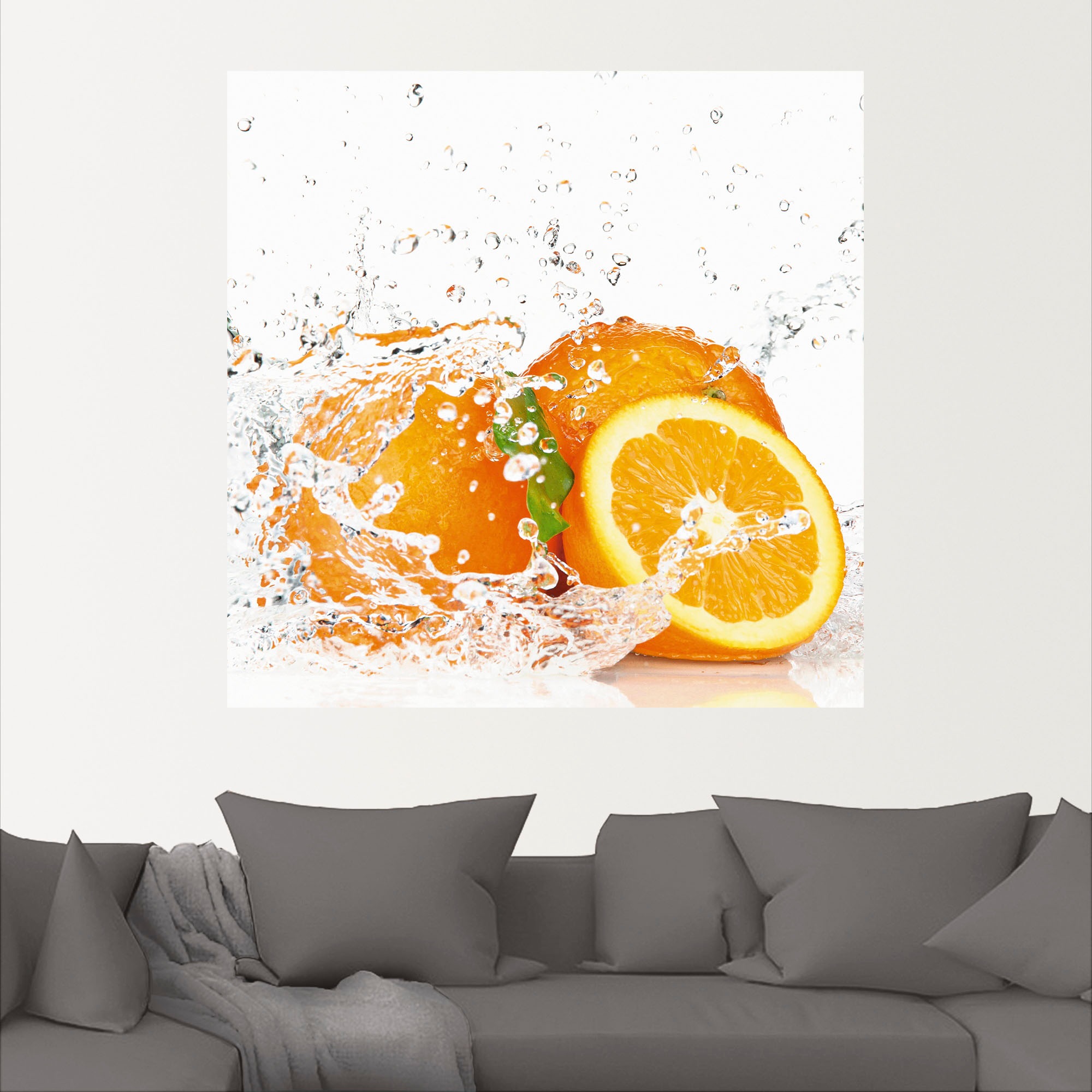 Artland Wandbild »Orange mit Spritzwasser«, Süßspeisen, (1 St.), als Leinwandbild, Poster, Wandaufkleber in verschied. Größen
