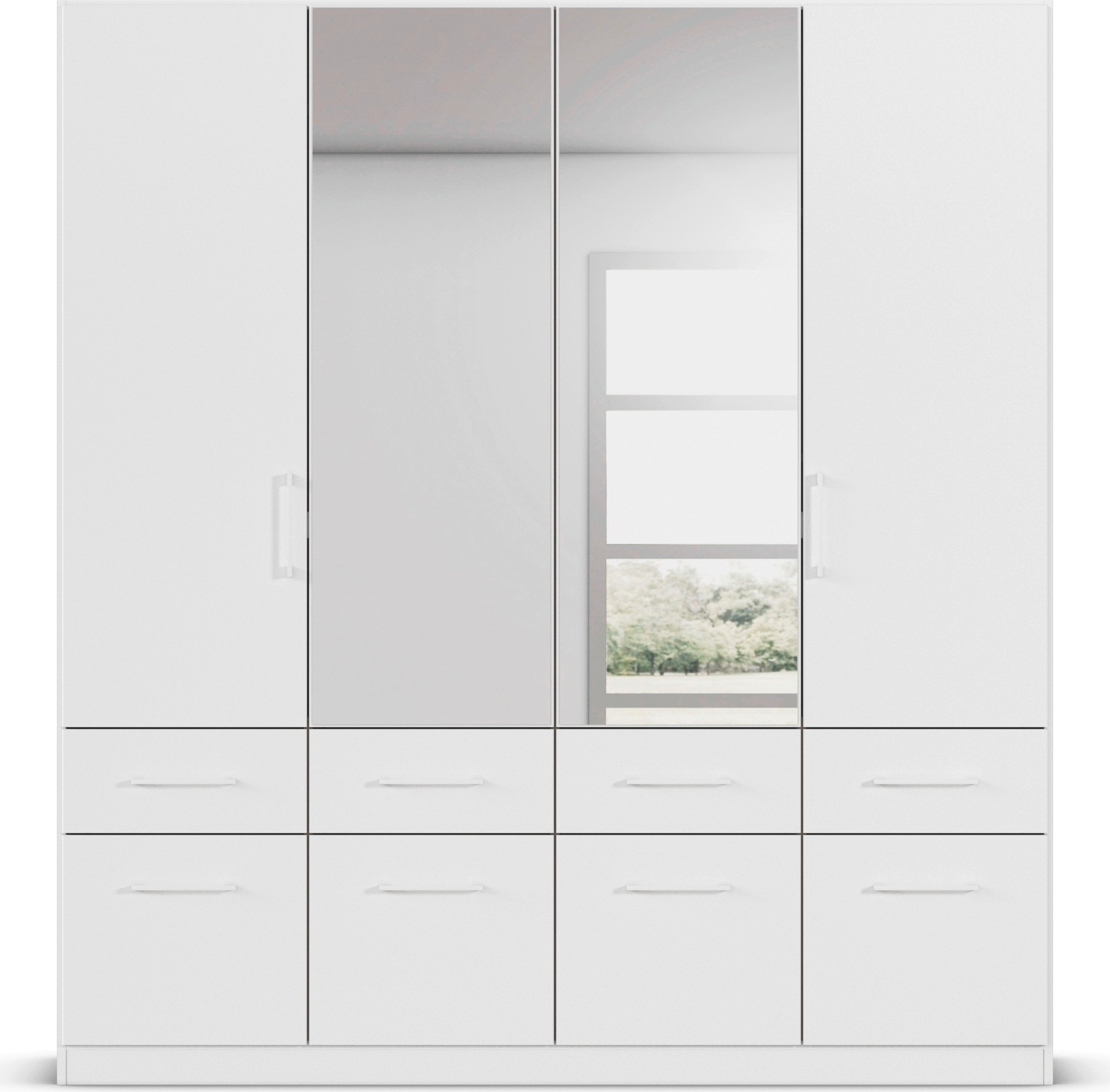 rauch Kleiderschrank »Kleiderschrank Schrank Garderobe Wäscheschrank DUNDEE«, (mit 3 Griff-Varianten), Schubladen in zwei Höhen, optional mit Spiegel MADE IN GERMANY
