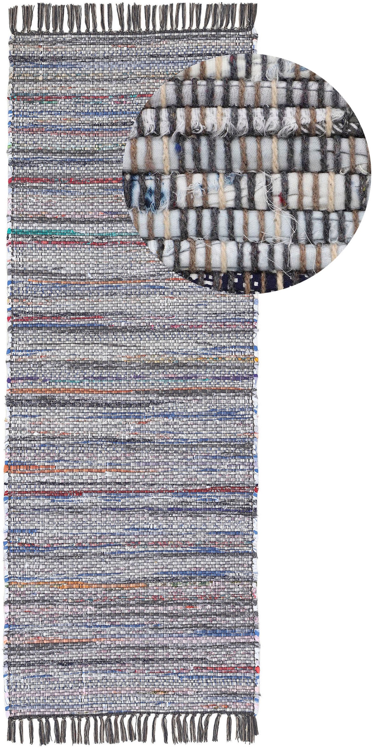 carpetfine Teppich »Kelim Chindi, Wendeteppich«, rechteckig, 6 mm Höhe, handgewebt, Fleckerlteppich mit Fransen, auch vielen in Läufergrößen