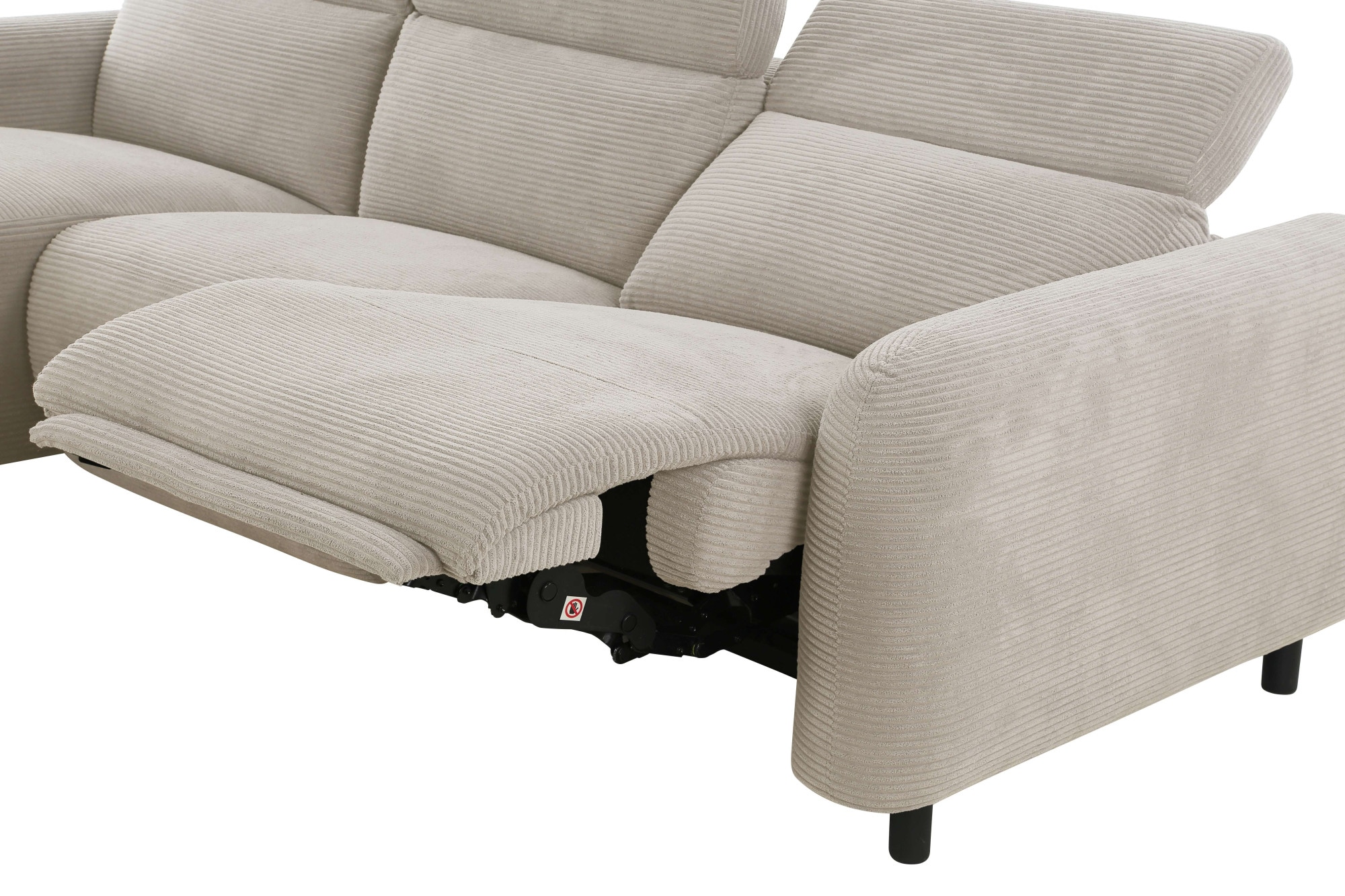 Home affaire Ecksofa »SKAANE in Cord, L-Form, 274 cm, manuelle u. elektrische Funktion,«, rundes Design, Kopfteilverstellung, Federkernpolsterung