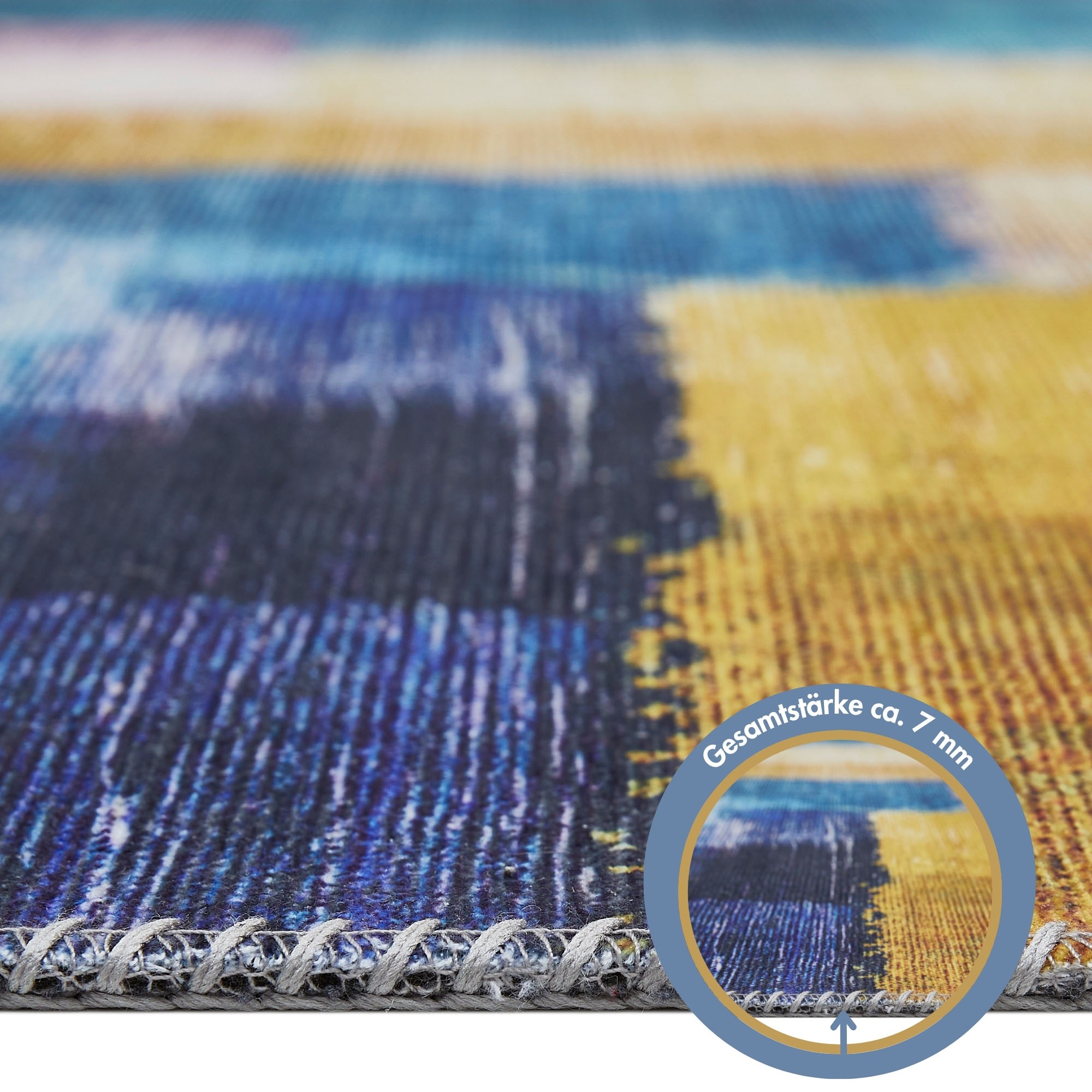 LUXOR living Teppich »Prima 2« rechteckig 7 mm Höhe Kurzflor, Patchwork Muster, Vintage Design, Wohnzimmer