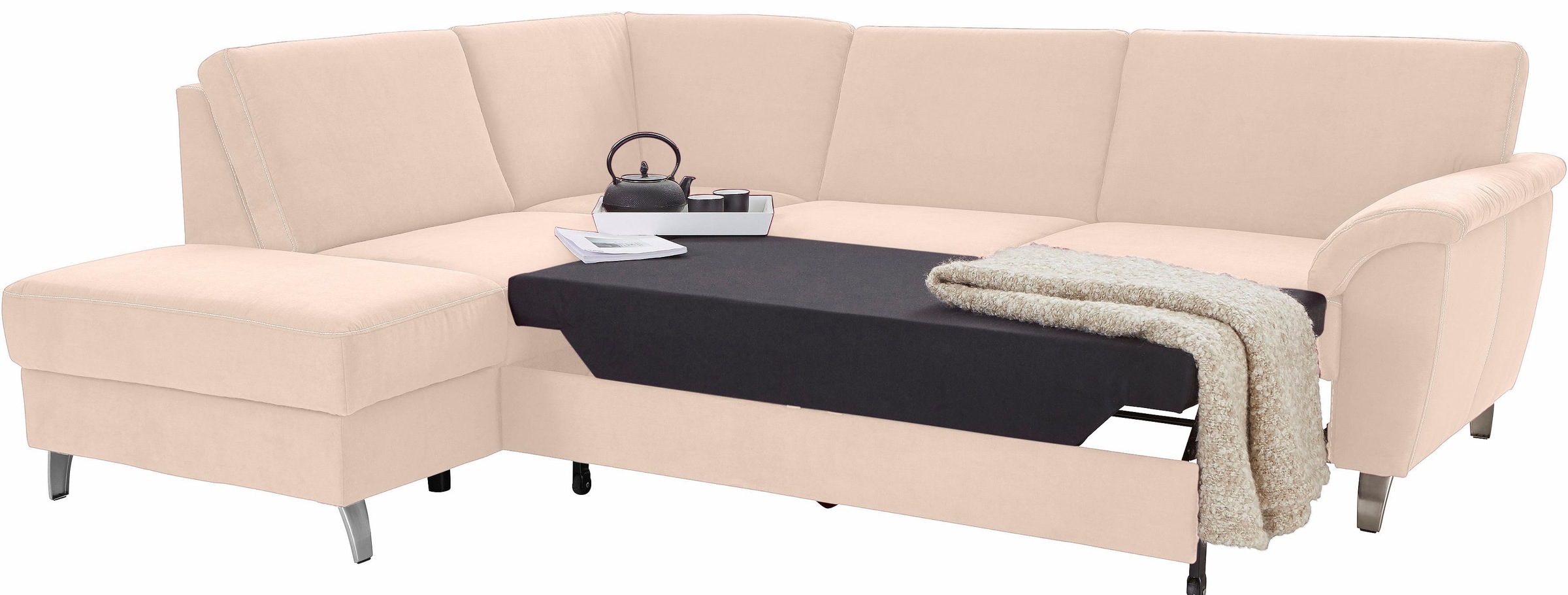 sit&more Ecksofa »Texel L-Form«, mit Federkern, wahlweise mit Bettfunktion und Bettkasten