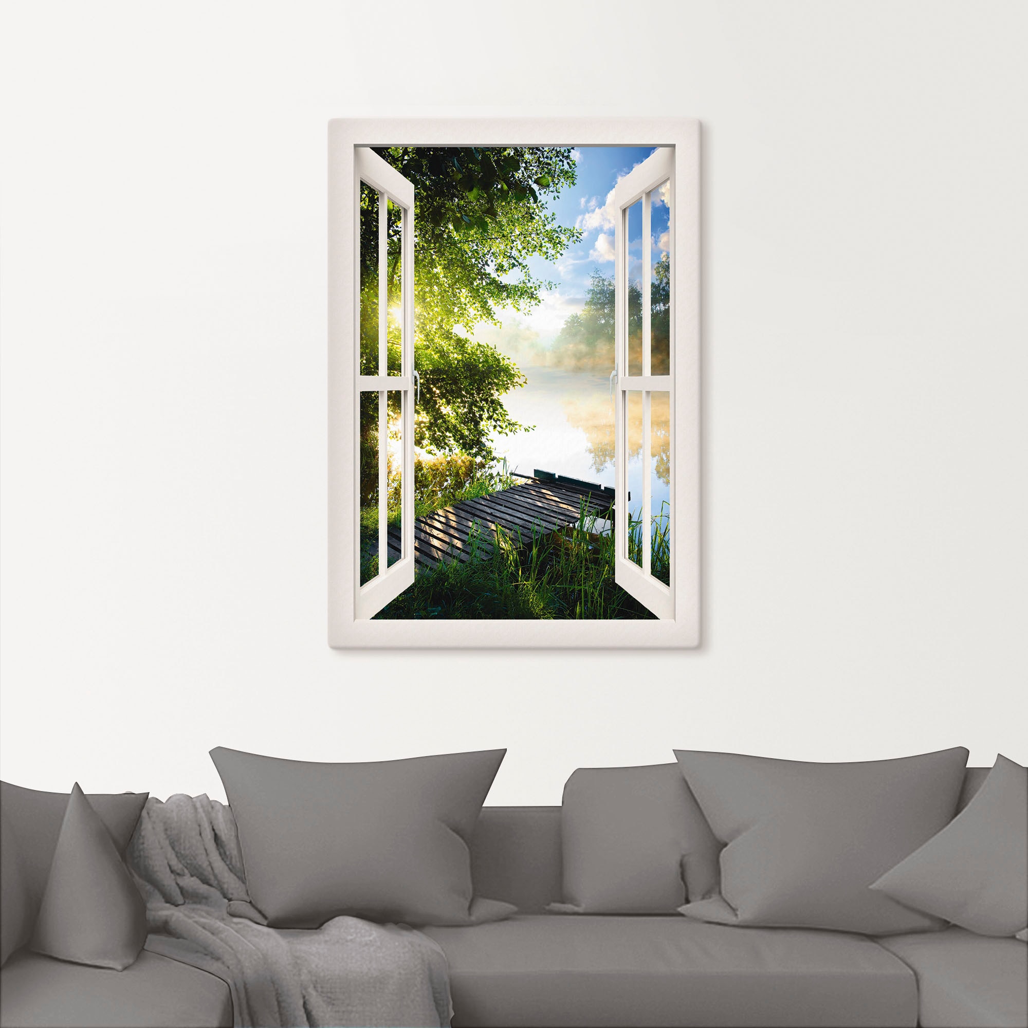 Artland Wandbild »Fensterblick Angelsteg am Fluss«, Fensterblick, (1 St.), günstig online kaufen