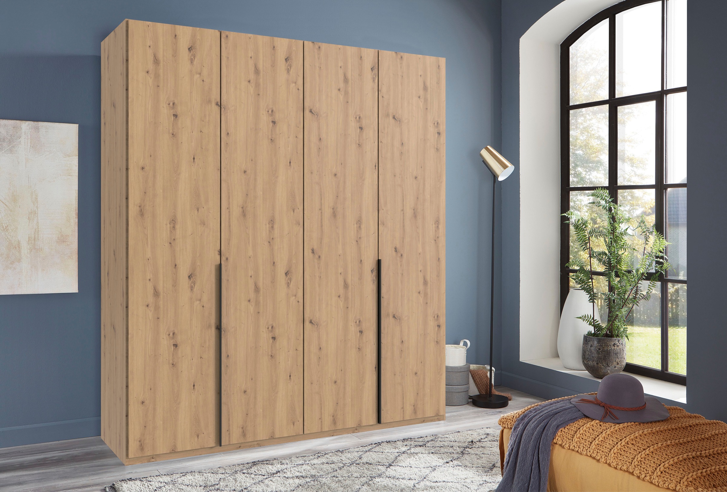 Wimex Kleiderschrank »Mugano,in 8 Breiten,3 Höhen,2 Tiefen, viele Farben, Made in Germany«, (in Basic oder Premium Ausstattung mit 2 weiteren Einlegeböden), mit langen oder kurzen Griffen aus Metall, mit oder ohne Spiegel