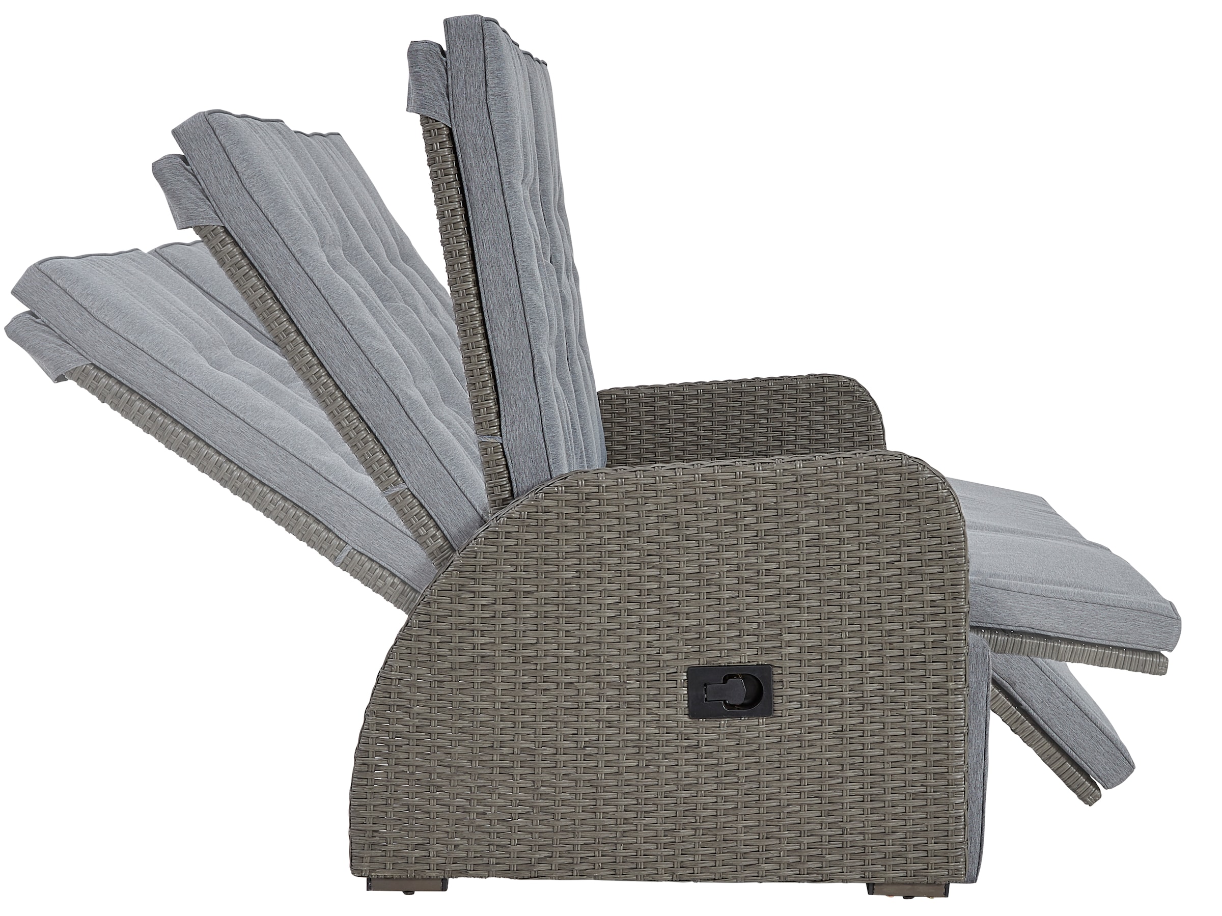KONIFERA Gartenlounge-Set »Vigo«, (Set, 8 tlg., 2x Sessel, 1x 2er Sofa, 1x Tisch 120x60x60cm, inkl. Auflagen), Polyrattan, Aluminium, verstellbare Rückenlehne und Fußablage