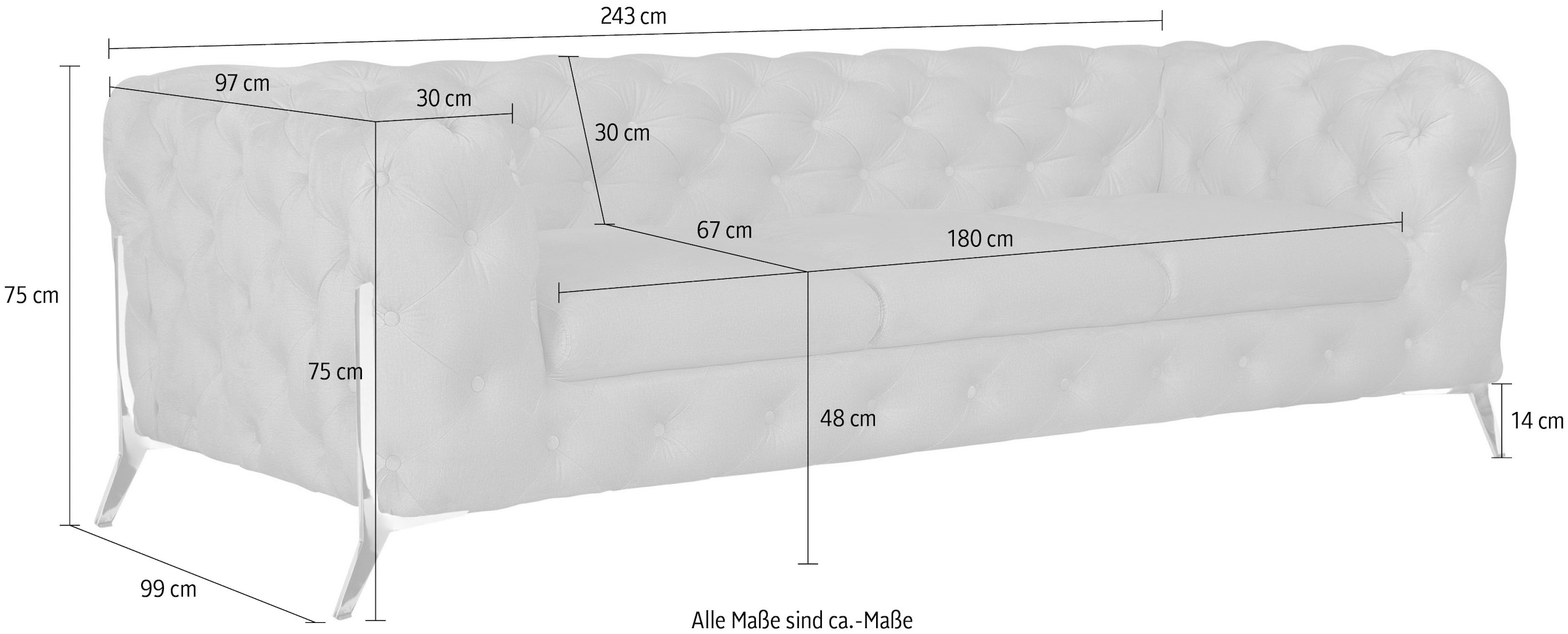 Leonique Chesterfield-Sofa »Amaury«, aufwändige Knopfheftung, moderne Chesterfield Optik, Fußfarbe wählbar