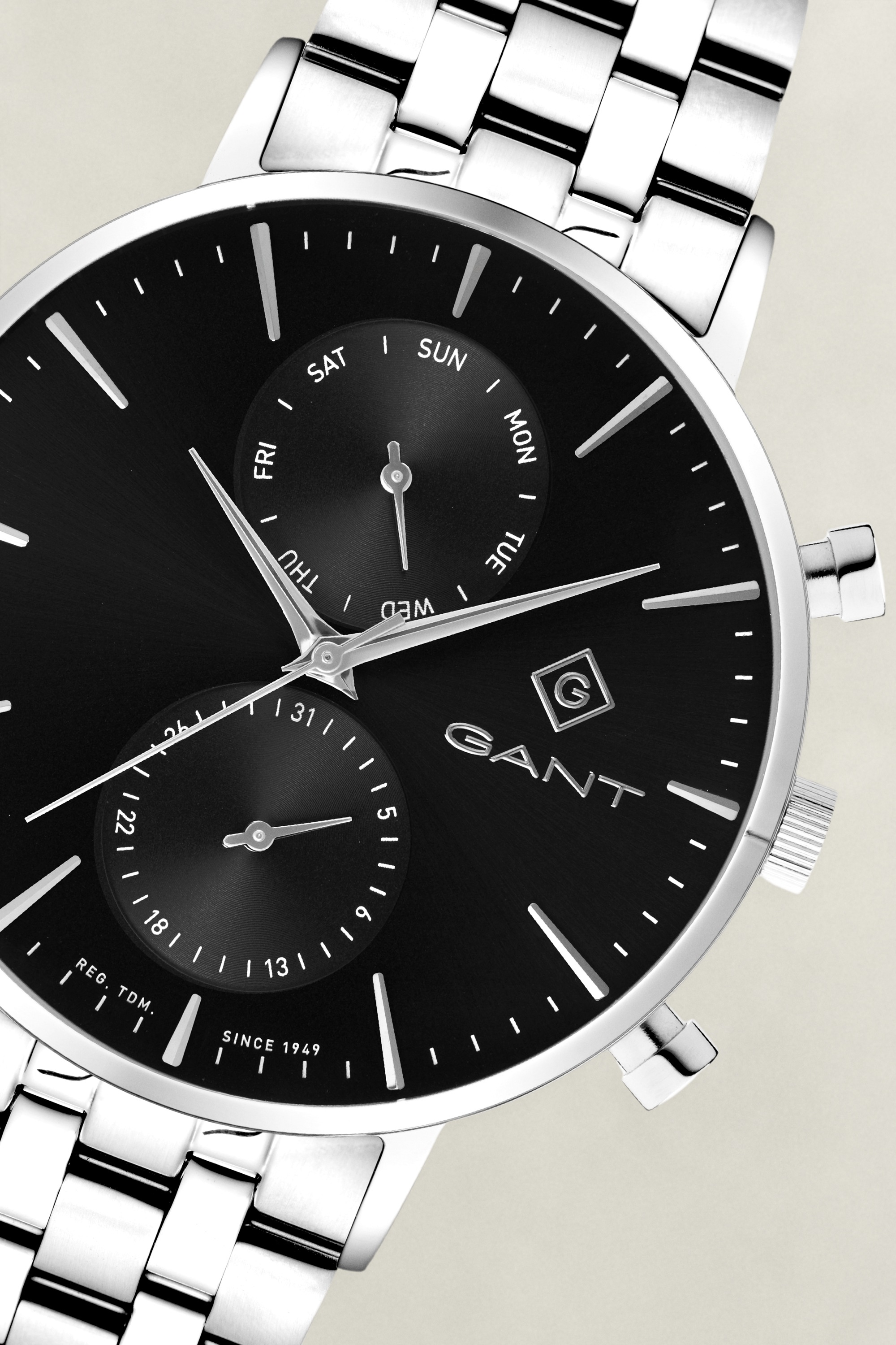 Gant Quarzuhr »Park Hill Day« Armbanduhr, Herrenuhr, Edelstahlarmband, analog, Tag, Wochentag