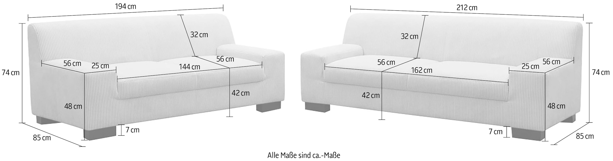 OTTO home Polstergarnitur »Faxxe aus 2-Sitzer und 3-Sitzer« Set, 2 tlg. aus pflegeleichtem, weichem Bezugsstoff