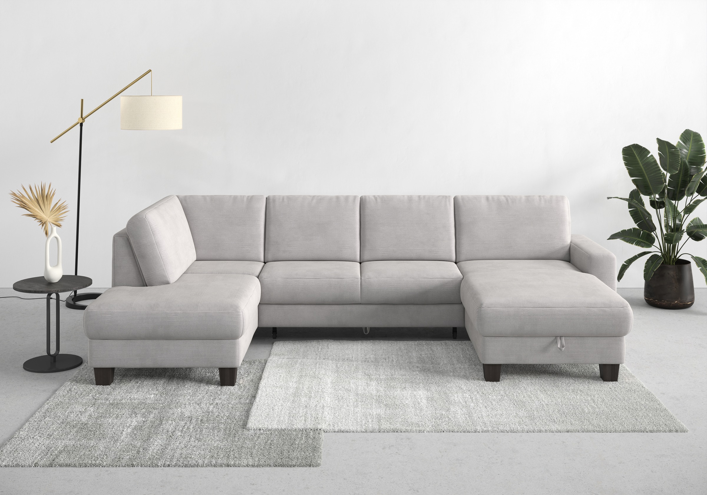 Home affaire Wohnlandschaft »Summer U-Form«, mit oder ohne Bettfunktion und Bettkasten, wengefarbene Holzfüße