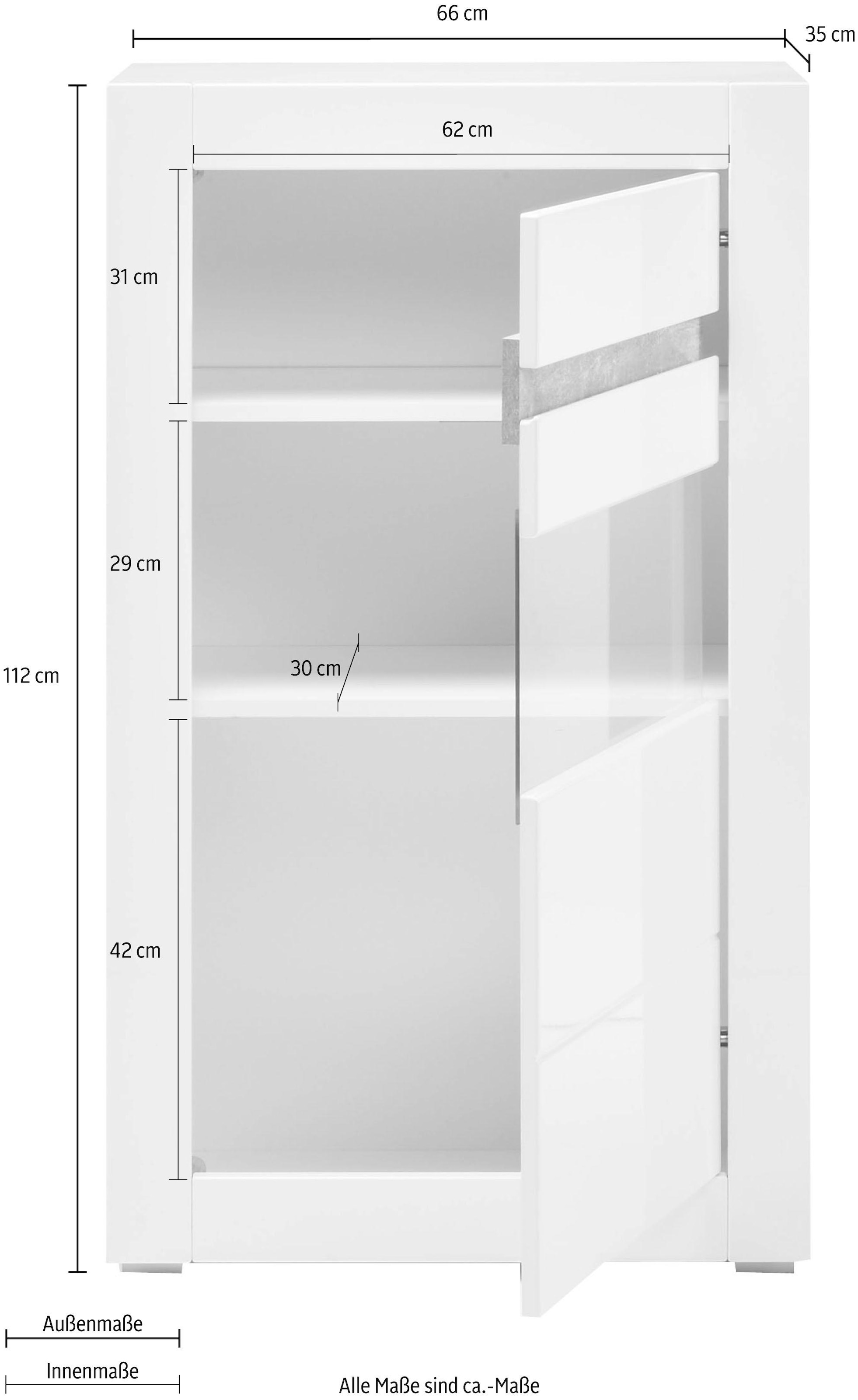 INOSIGN Vitrine »Carat«, Höhe 112 cm, Leisten angeliefert, 1 x grau, 1 x weiss