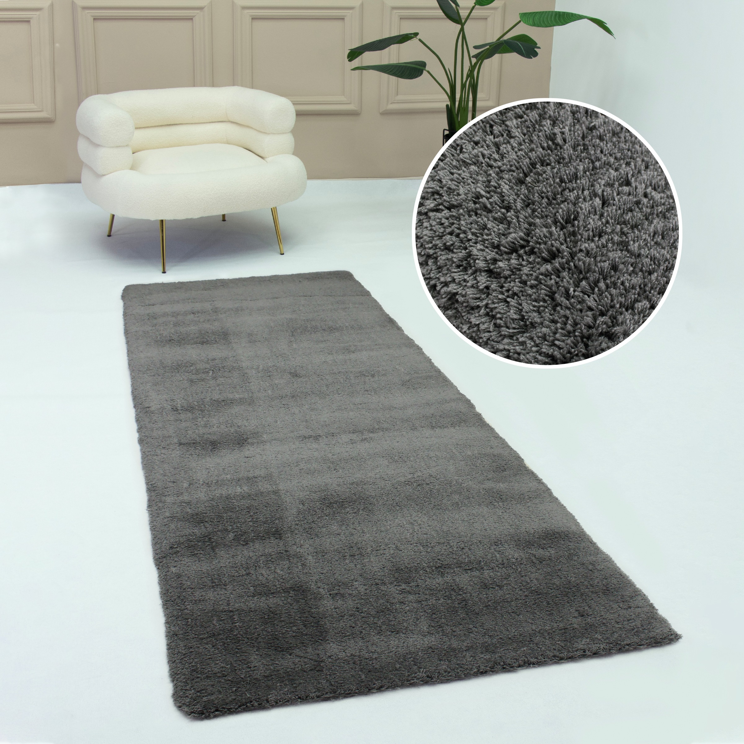 my home Hochflor-Läufer »Microfaser Teppich Magong, besonders weich, sehr feiner Flor«, rechteckig, 25 mm Höhe, uni Teppiche, Wohnzimmer, Schlafzimmer, Kinderzimmer, Flur, Brücke