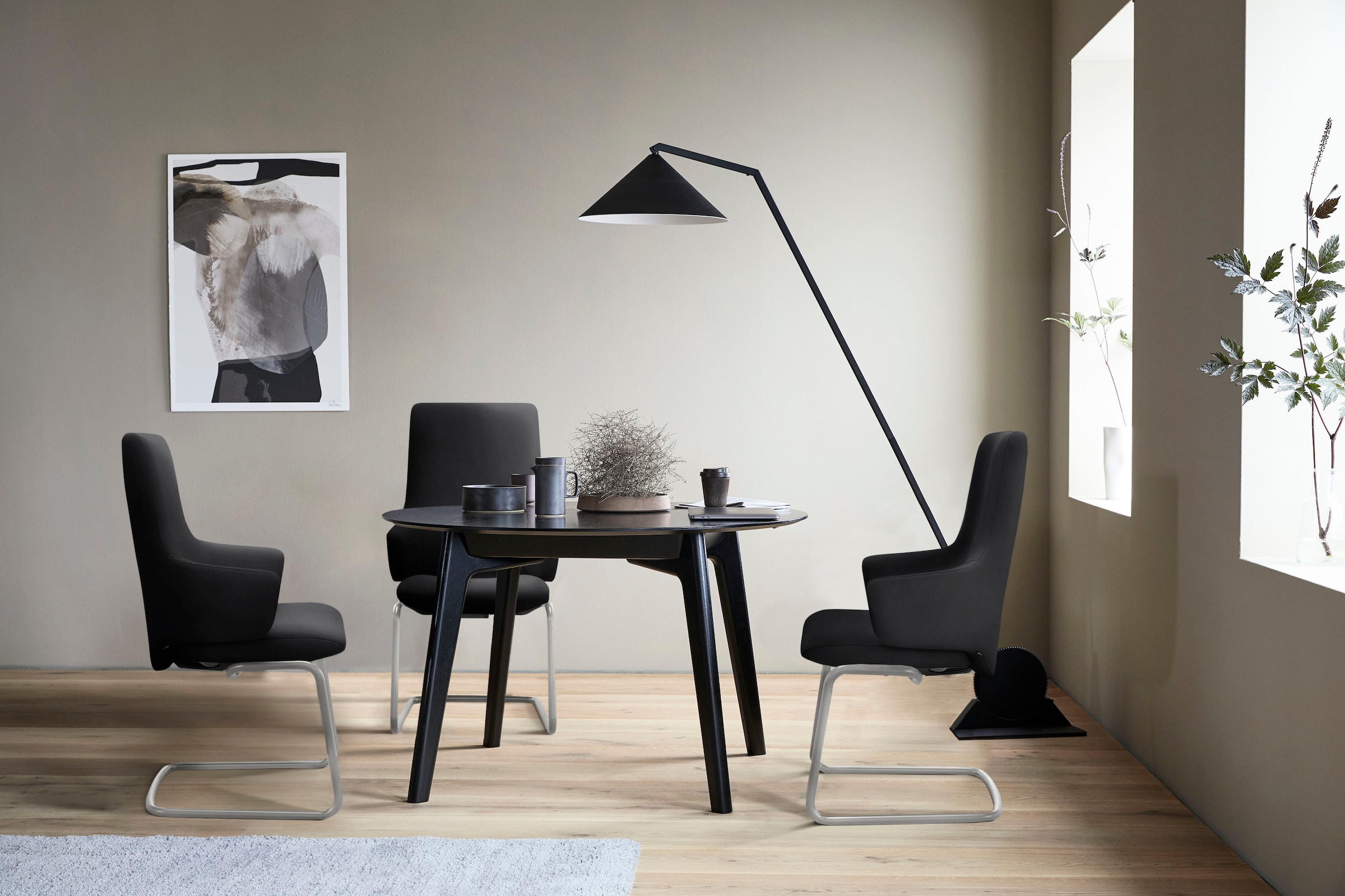 Stressless® Polsterstuhl »Laurel«, Microfaser DINAMICA, High Back mit Armlehne, Größe L, mit Beinen aus Stahl in Chrom