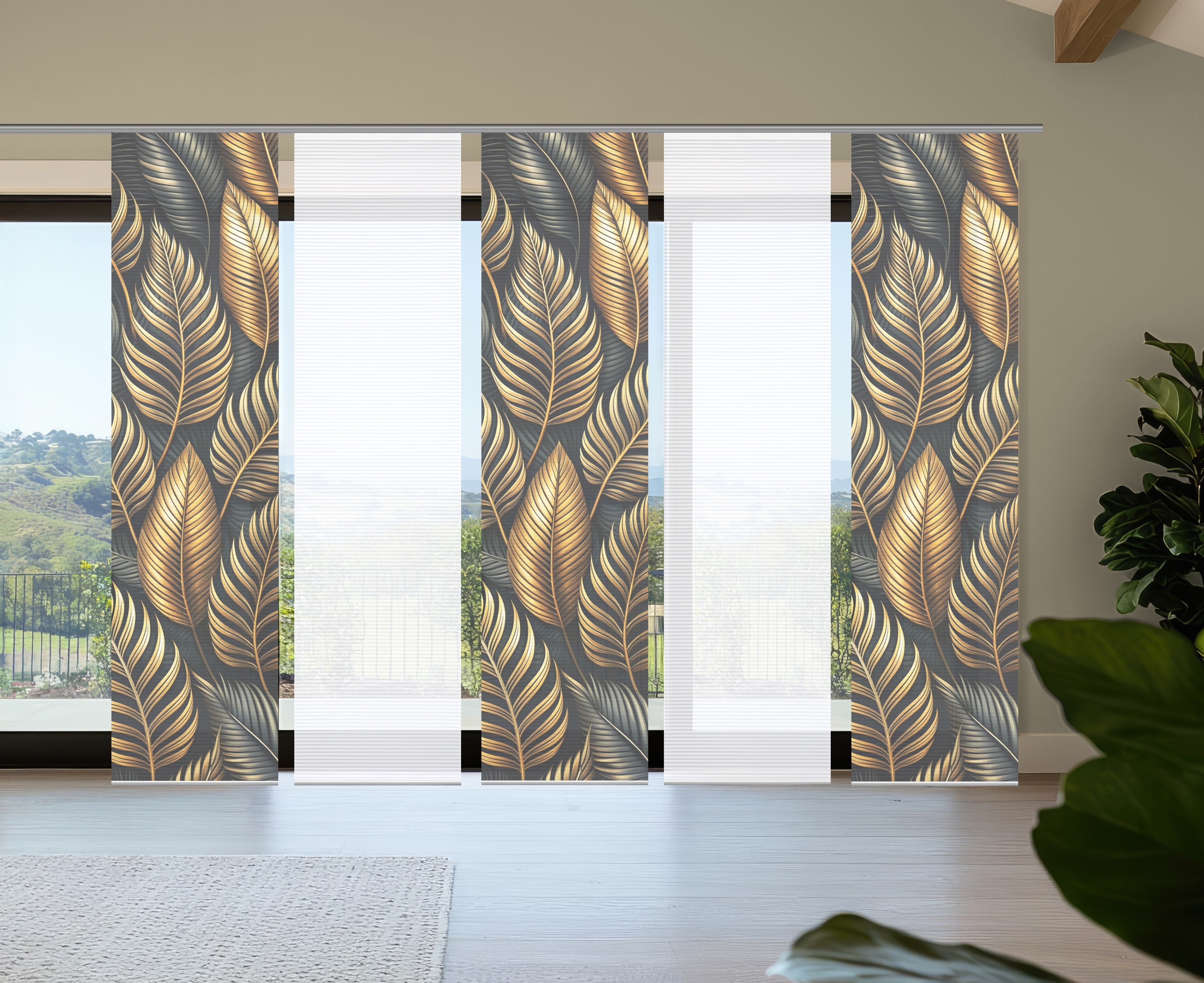 HOME in green Schiebegardine »ZEDRIC« Paneelwagen 5 Stk. tlg. Bambusoptik, günstig online kaufen