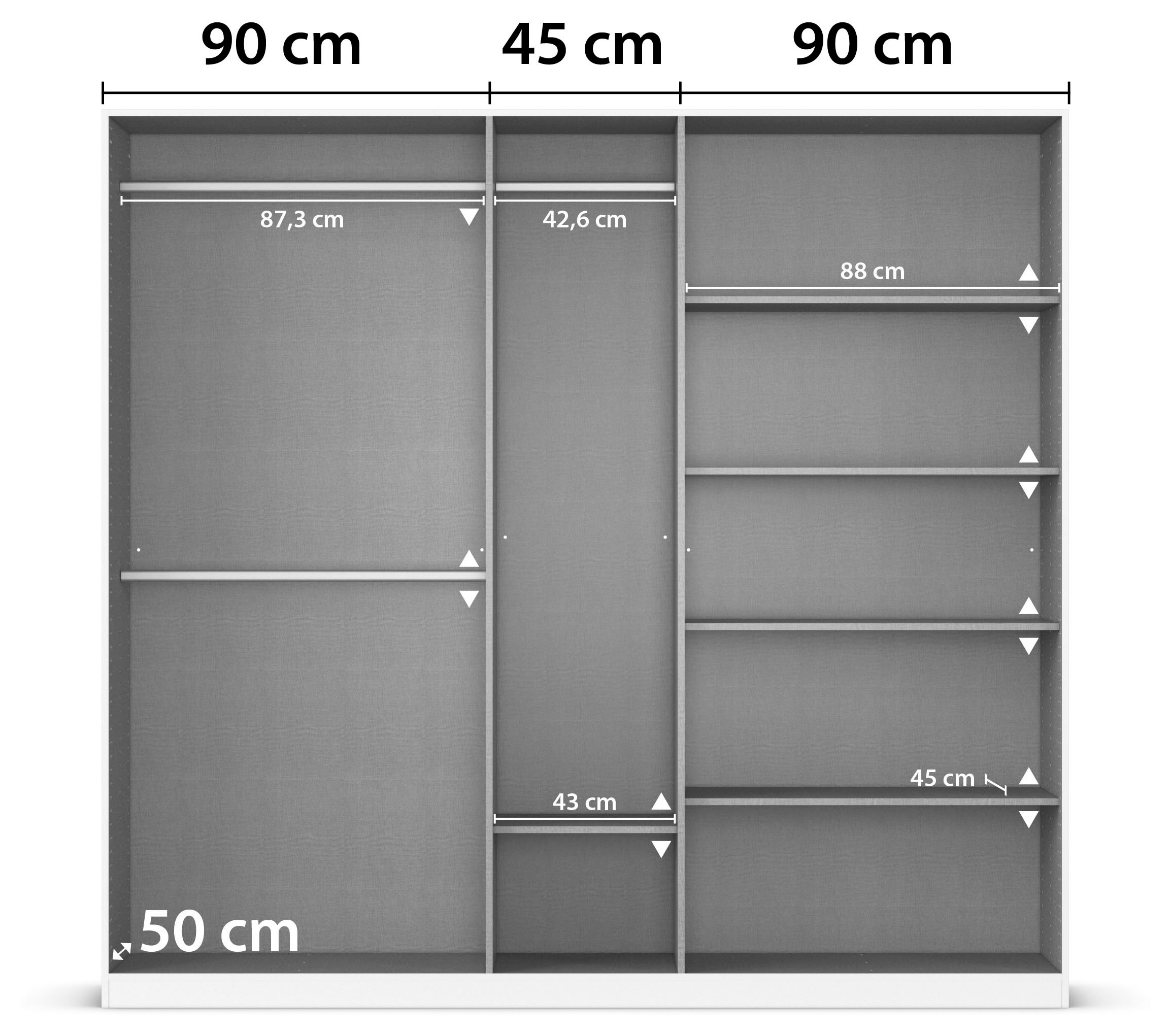 rauch Drehtürenschrank »Kleiderschrank Schrank Garderobe AGORDO TOPSELLER Schlafzimmer«, (in zwei Griff-Farben mit Dekor- oder Hochglanzfront), durchdachte Innenausstattung, in 6 Breiten und 2 Höhen MADE IN GERMANY