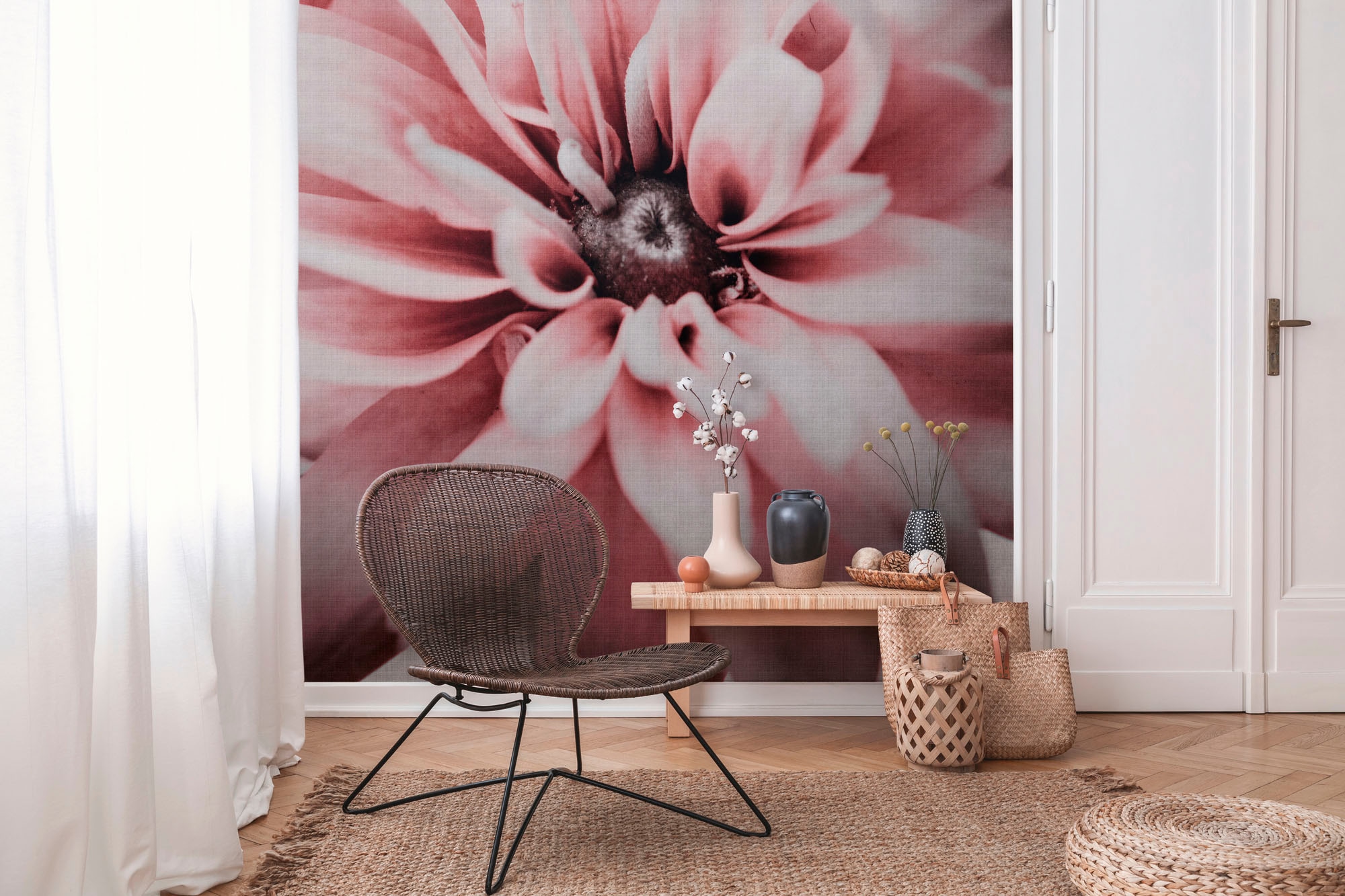 living walls Fototapete »The Wall«, geblümt-floral-natürlich, Fototapete Floral Tapete Blume Tapeten Wohnzimmer Flur Design Optik