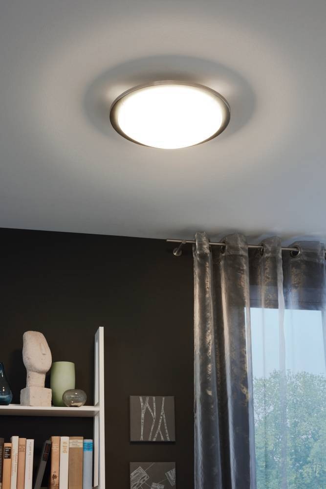 EGLO Deckenleuchte »PLANET Deckenlampe, silber, weißes satiniertes Glas, Küchenlampe, E27«, 1 flammig, Leuchtmittel E27 | ohne Leuchtmittel, Wohnzimmerlampe, Flurlampe, Esszimmer, Büro, zeitlos, 29x29x8,5cm