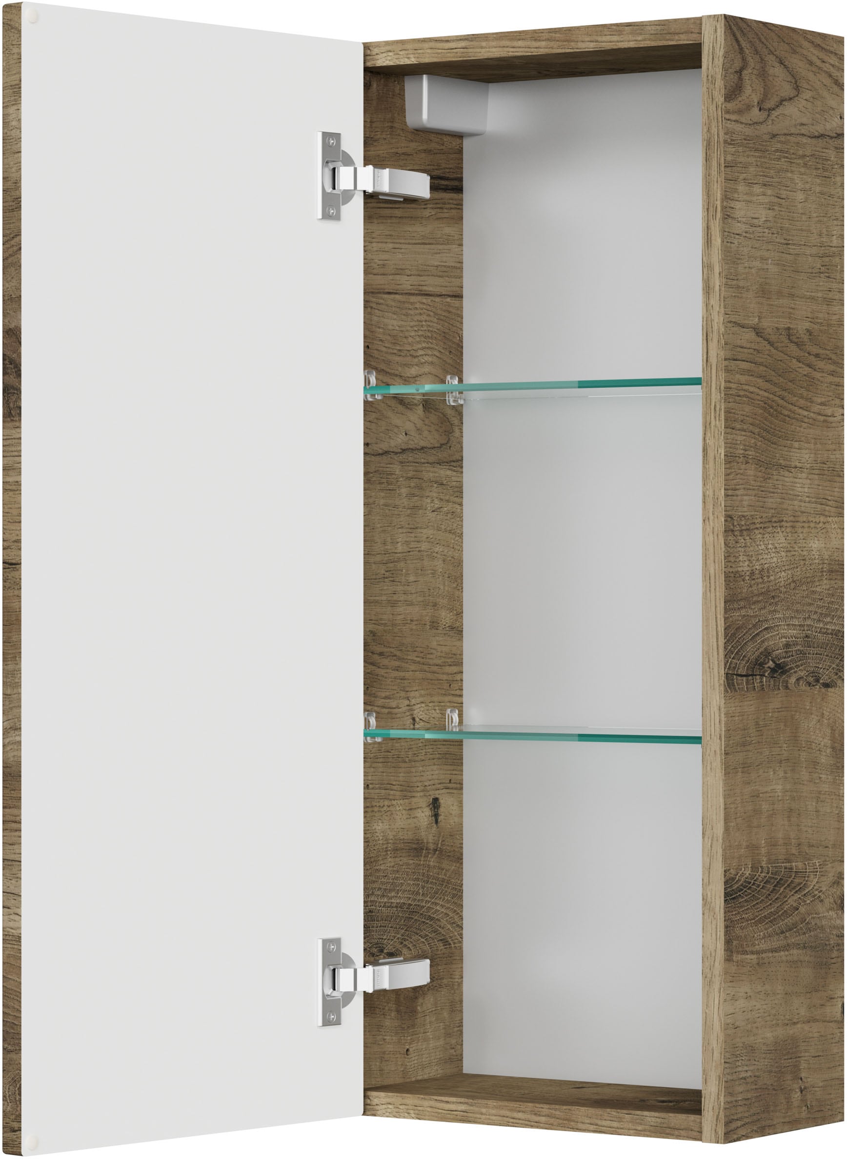 Saphir Hängeschrank »Serie 4010 Wand-Badschrank 30 cm breit mit 1 Tür, 2 Glas-Einlegeböden«, Badezimmer-Hängeschrank inkl. Türdämpfer, Wandschrank 70 cm hoch